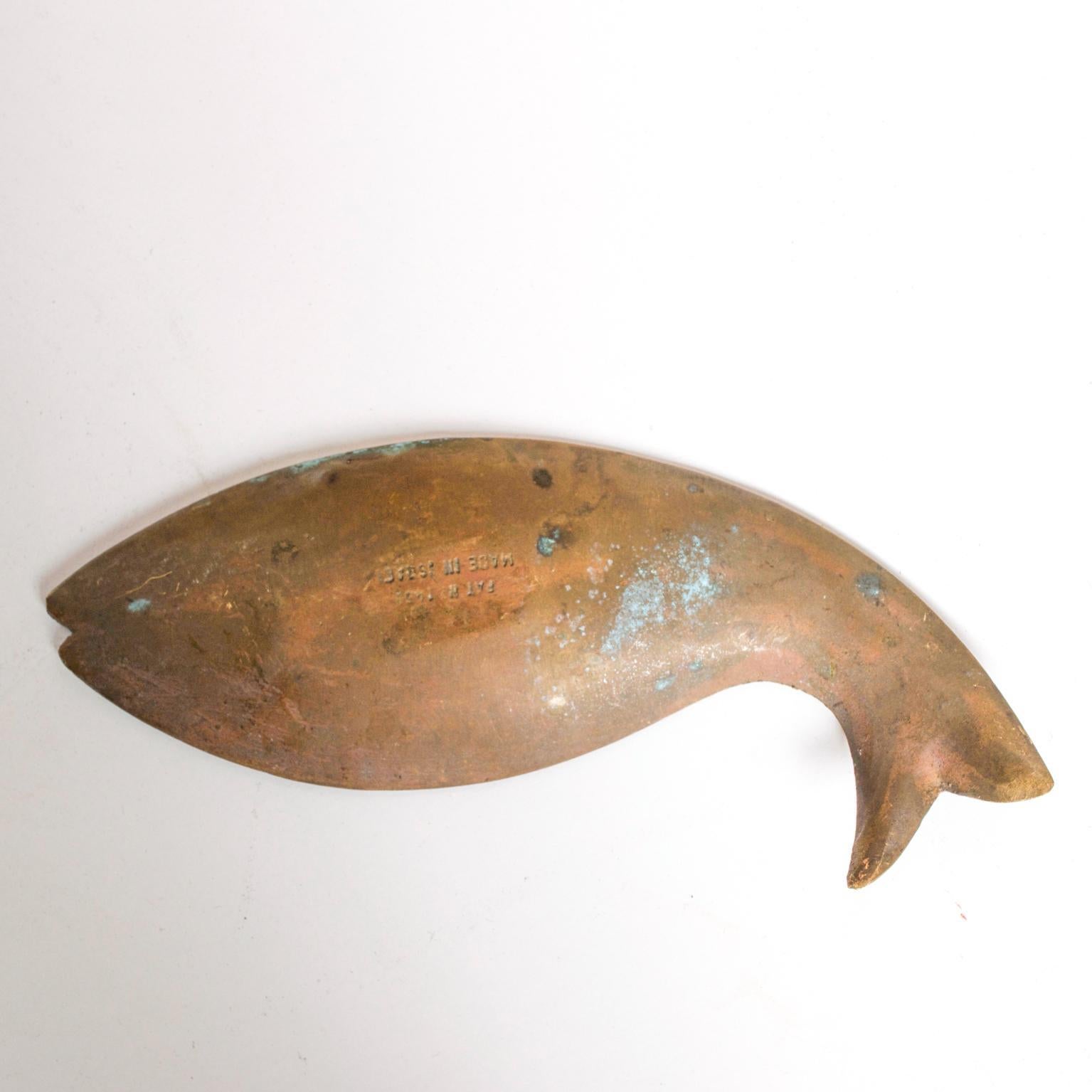 Mid-Century Modern Brass Fish Ashtray, Israel 1