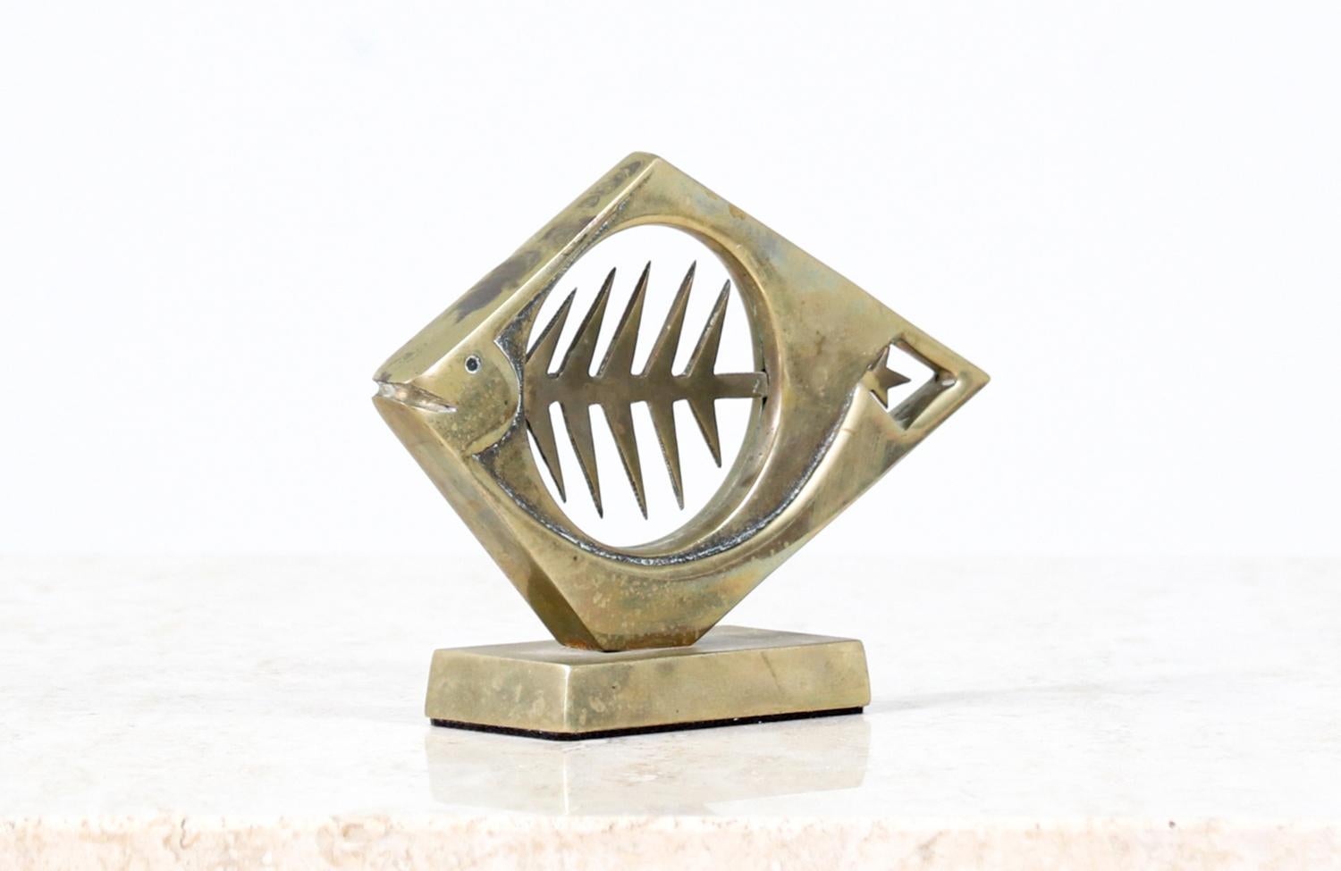 American Mid-Century Modern Brass Fish Sculpture