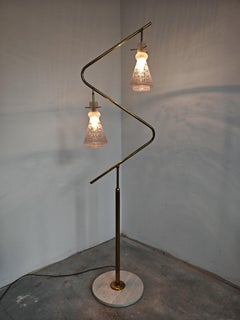 Mid Century Modern Brass Floor Lamp attr. to Stilnovo, Italy 1950s