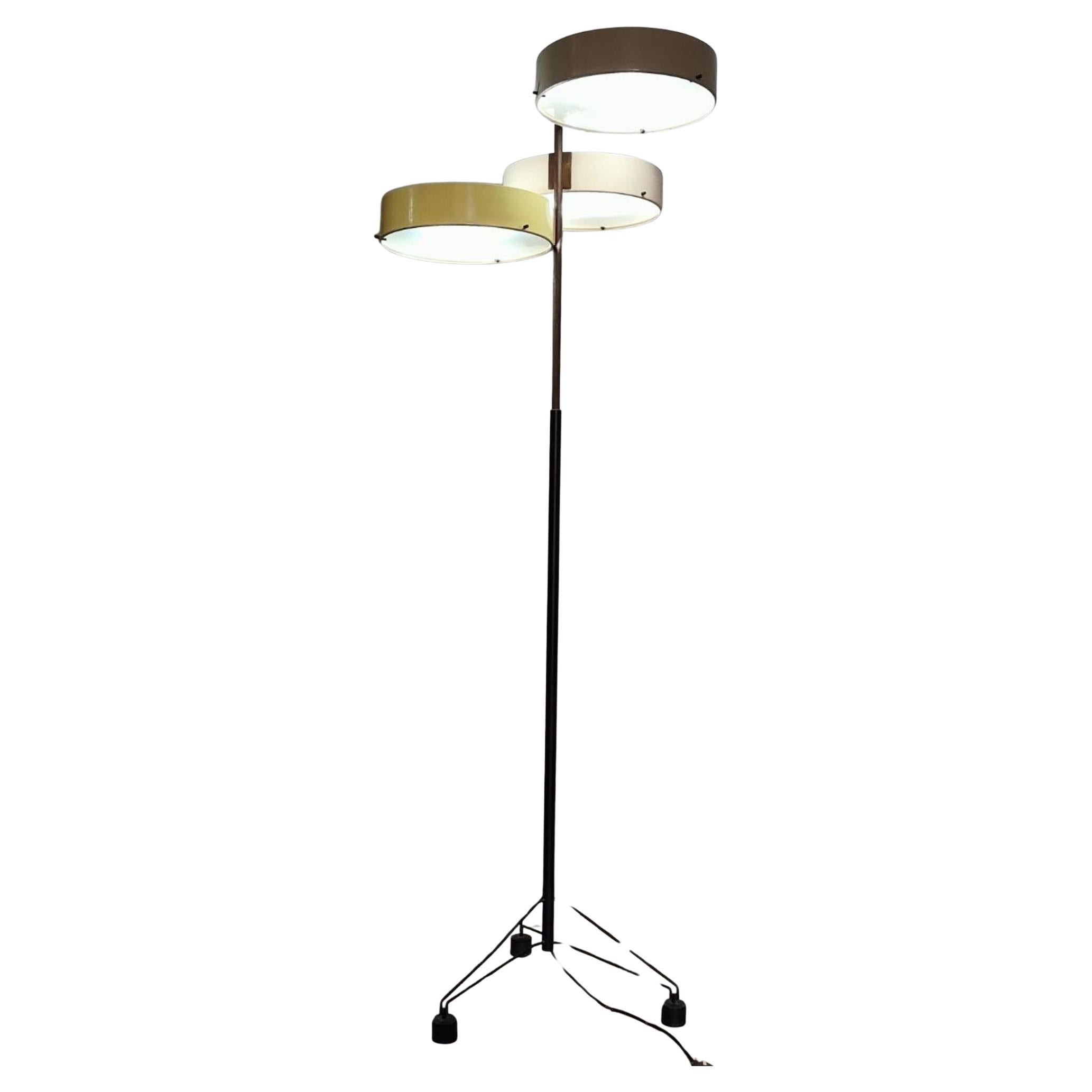 Lampadaire en laiton du milieu du siècle dernier par Bruno Gatta pour Stilnovo, Italie, années 1950