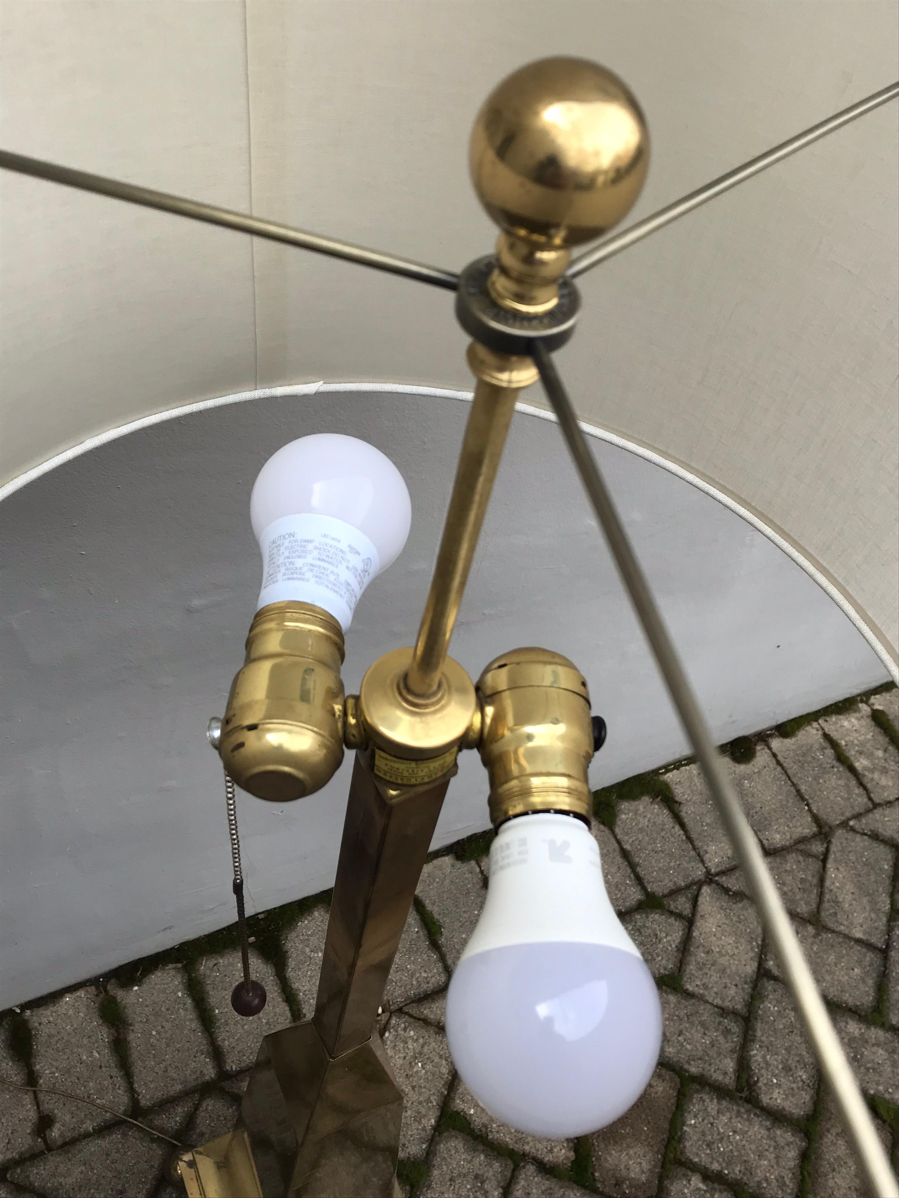 Polished Mid Century Modern Pyramid Brass Floor Lamp by Marbro Lamp Company, 1970's  For Sale