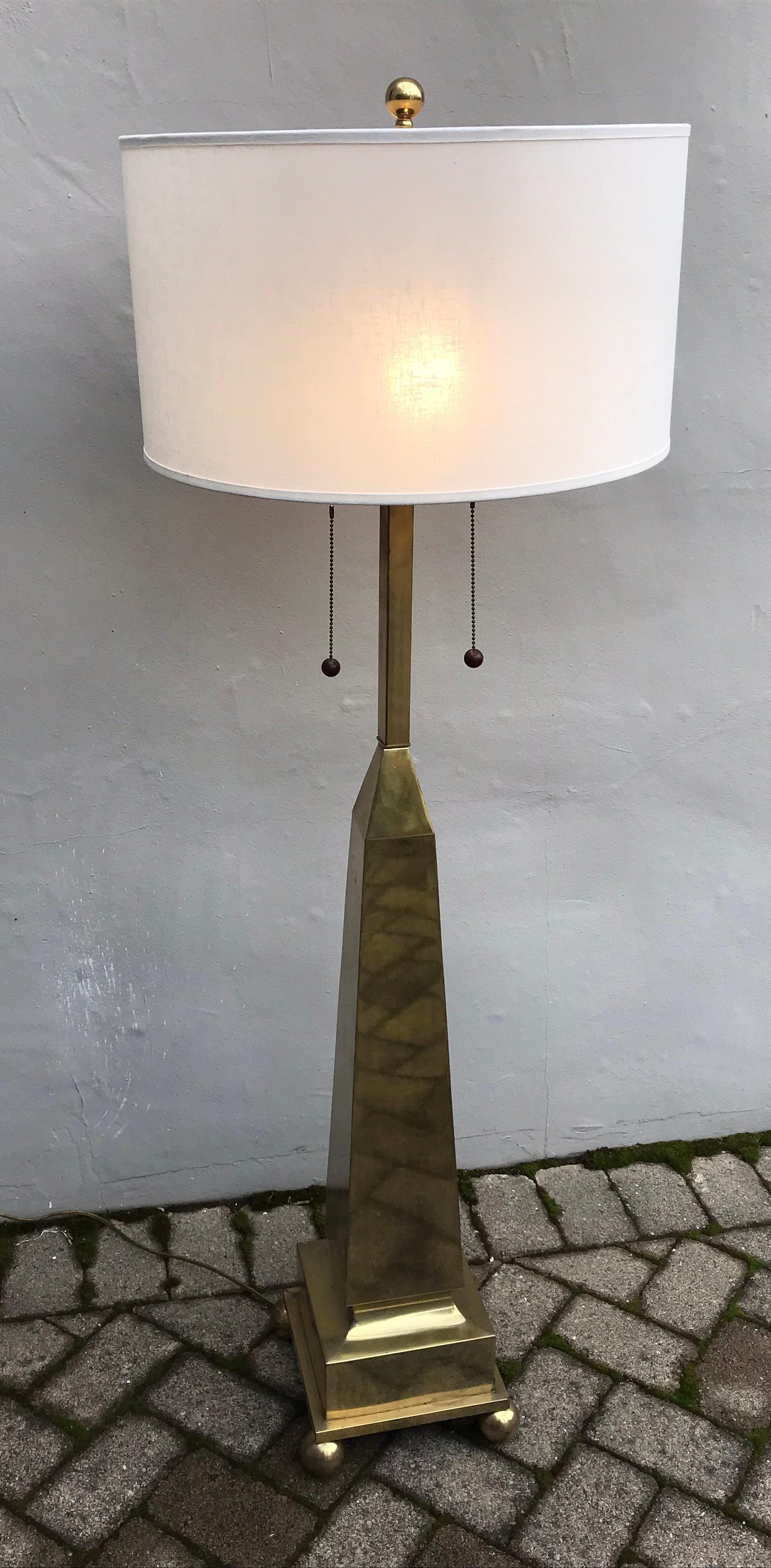 Late 20th Century Mid Century Modern Pyramid Brass Floor Lamp by Marbro Lamp Company, 1970's  For Sale