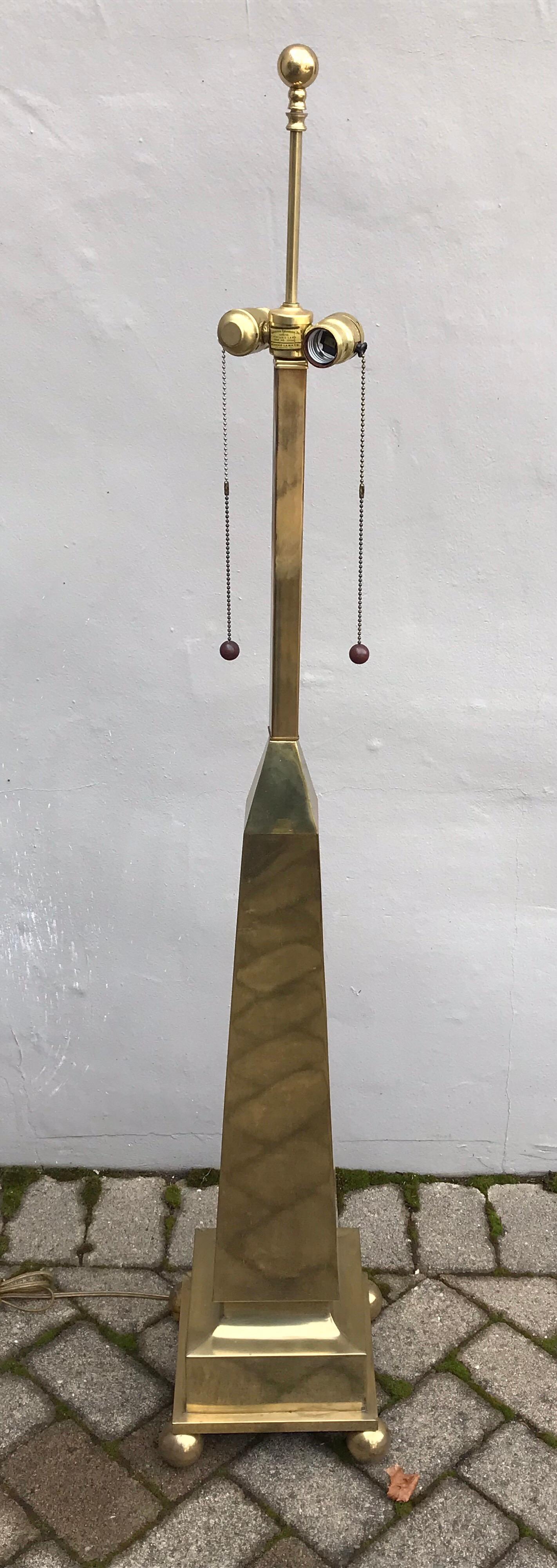 Mid Century Modern Pyramid Brass Floor Lamp by Marbro Lamp Company, 1970's  For Sale 1
