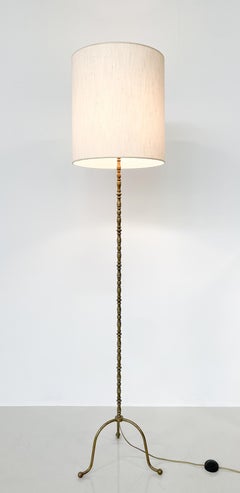 Mid-Century Modern Brass Floor Lamp, 1940s, Vintage Lighting, 183 cm