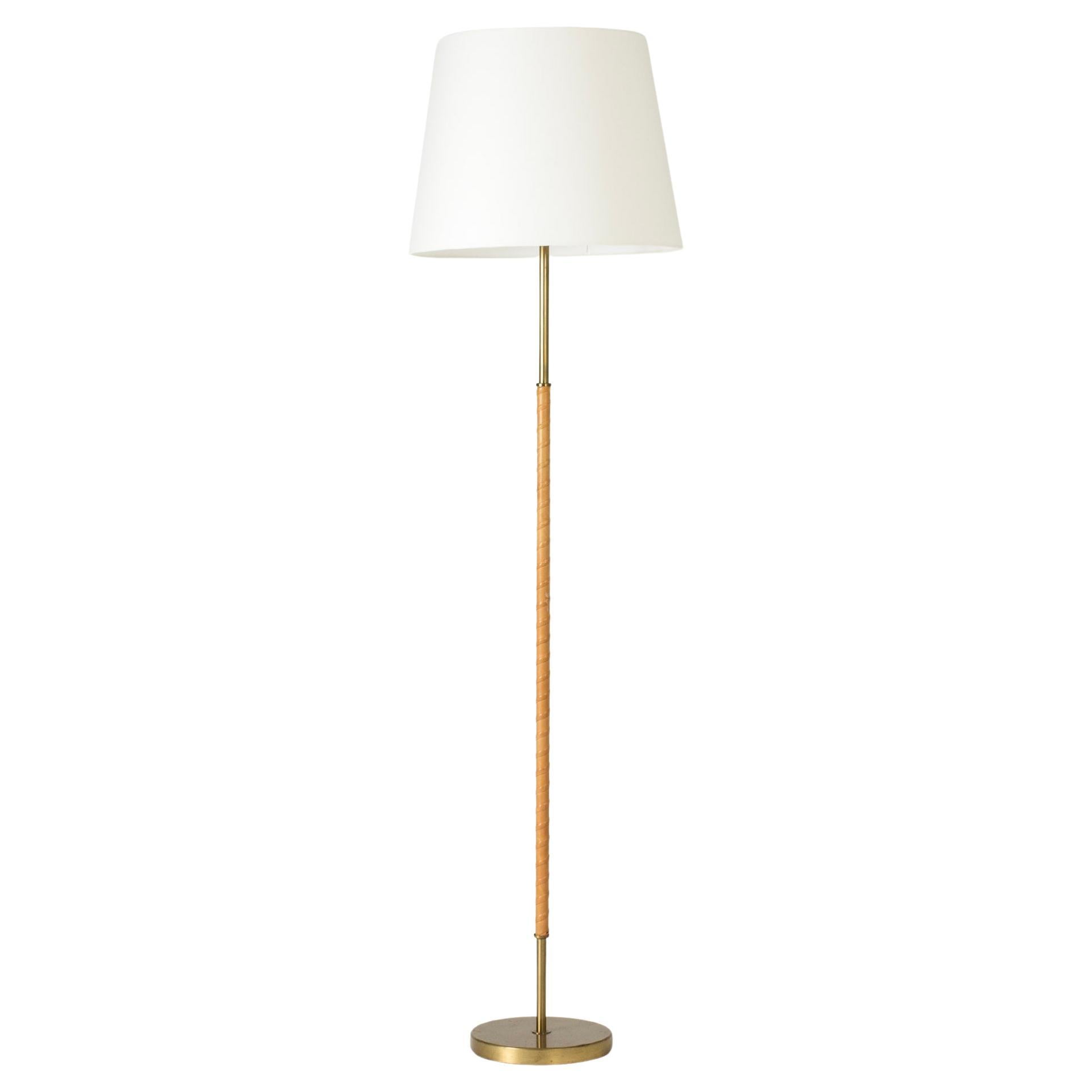 Mid-Century Modern Brass Floor Lamp from Böhlmarks, Sweden, 1940s For Sale