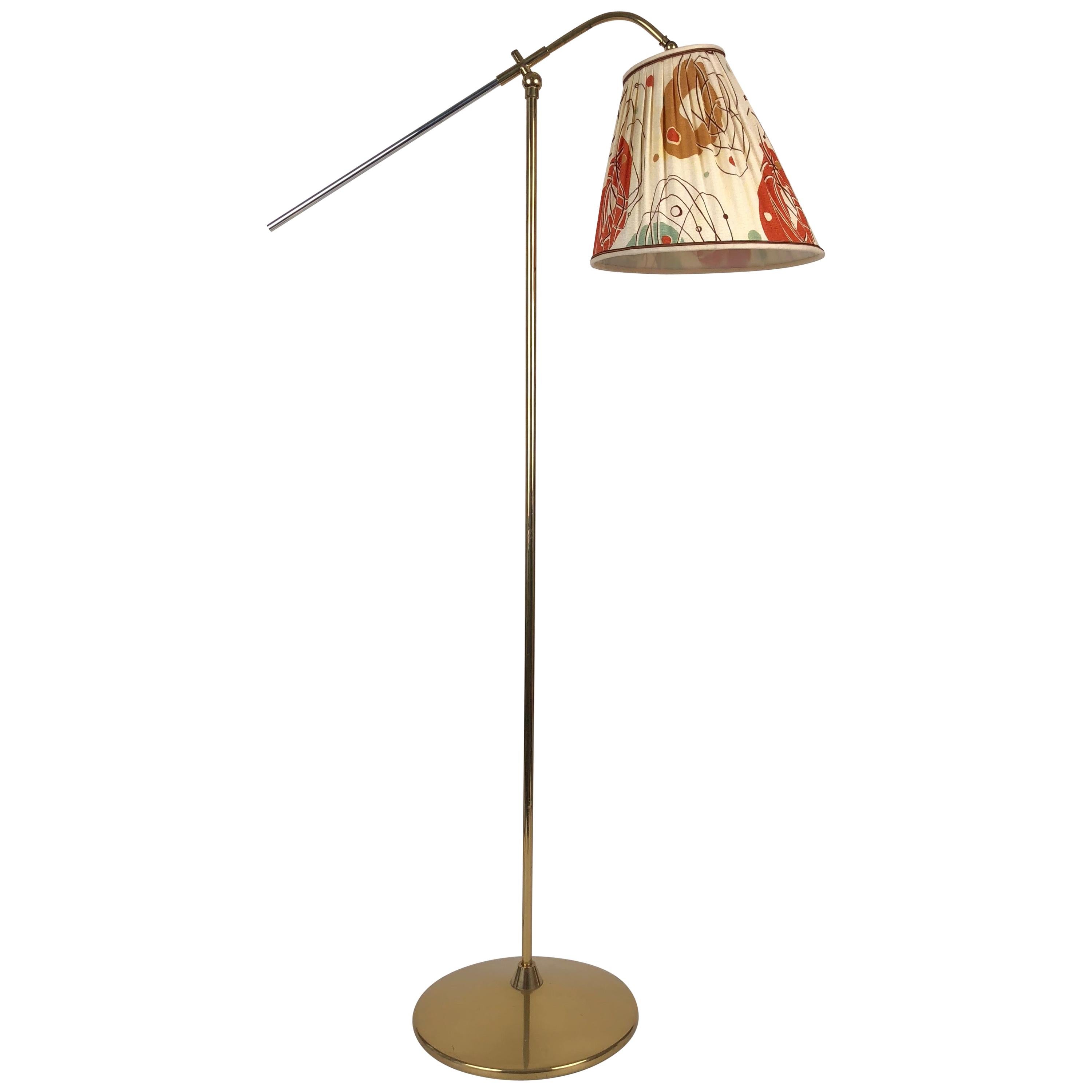 Mid-Century Modern Brass Floor Lamp, Produced by Rupert Nikoll, Austria, 1950s For Sale