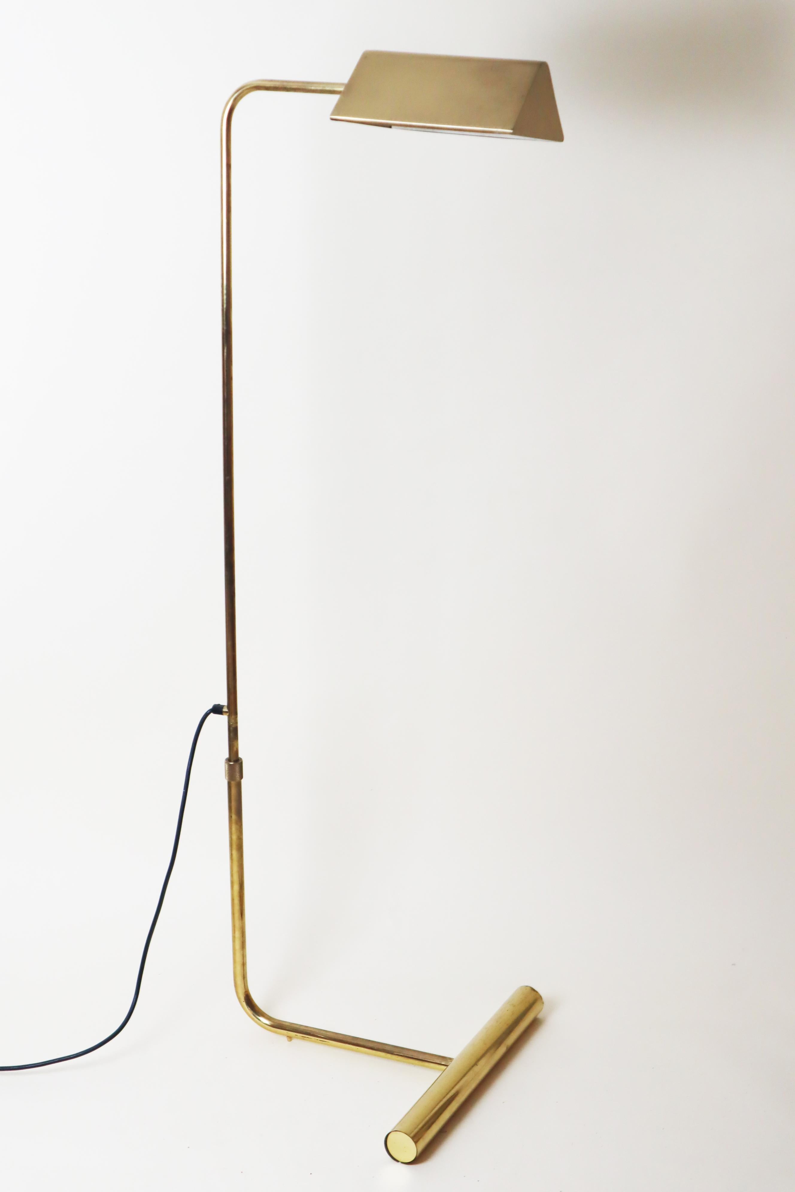 This lovely floor lamp brings to mind the charming designs of Cedric Hartman. The design is beautifully balanced, and it's so lovely! The lamp arm rotates a full 360 degrees, the lampshade can be pivoted in any direction you need it to be, and the