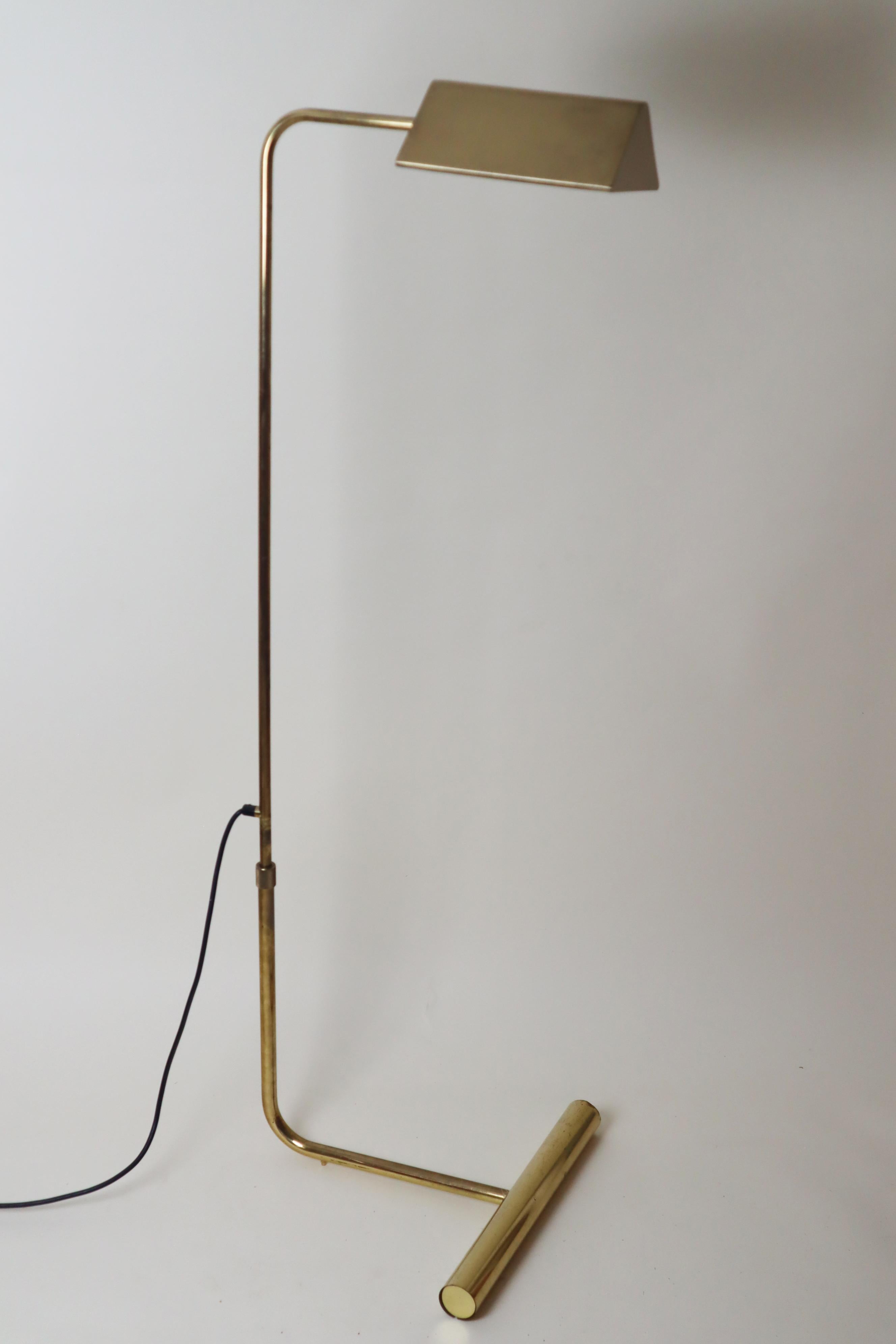 German Mid-Century Modern Brass Floor Lamp Swivel For Sale