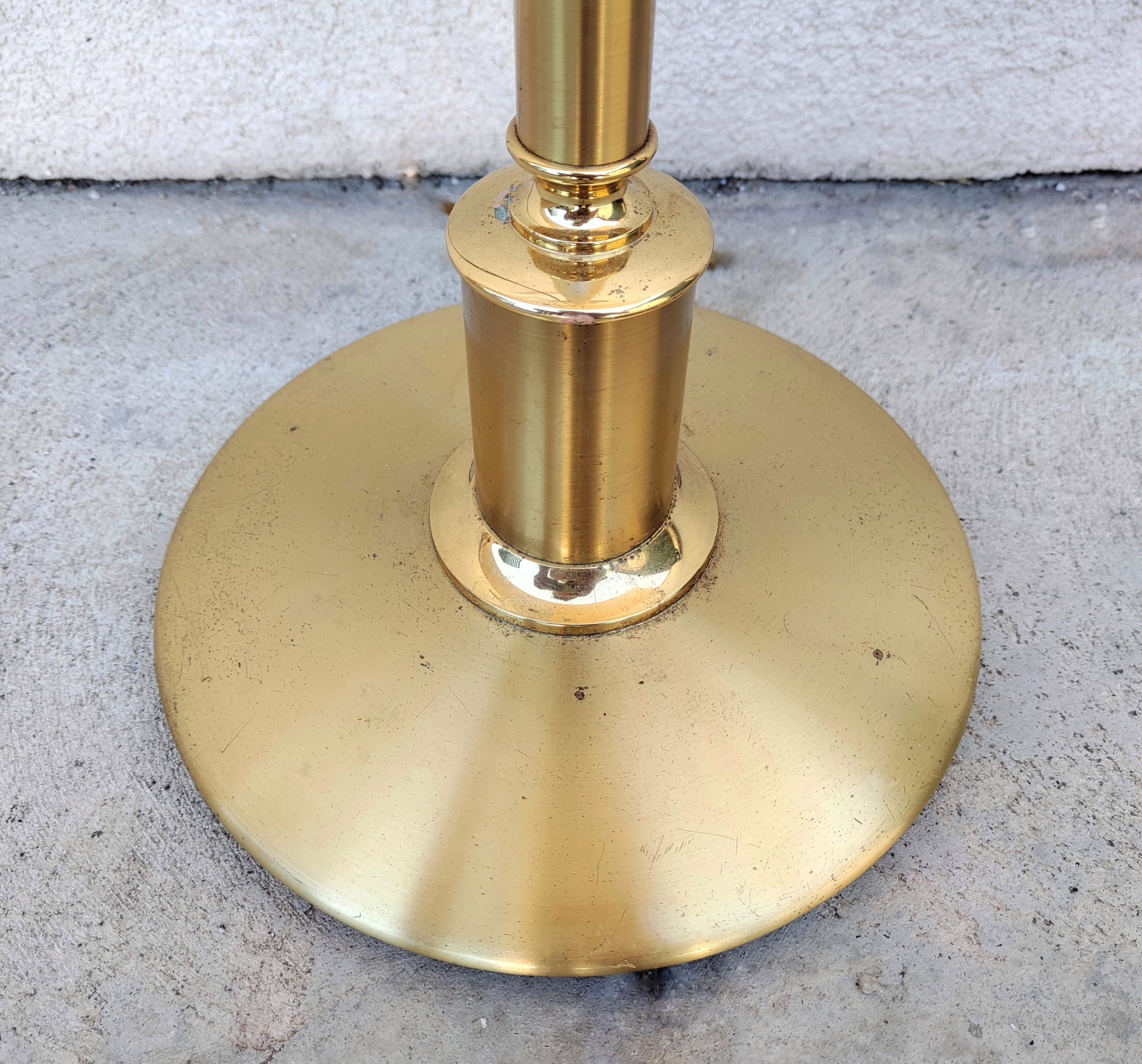 Late 20th Century Mid Century Modern Brass Floor Lamp with Capiz Shell Shade, West Germany 1970s For Sale
