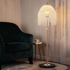 Midcentury Modern Brass Floor Lamp with Crystal Tree Design, 1970s