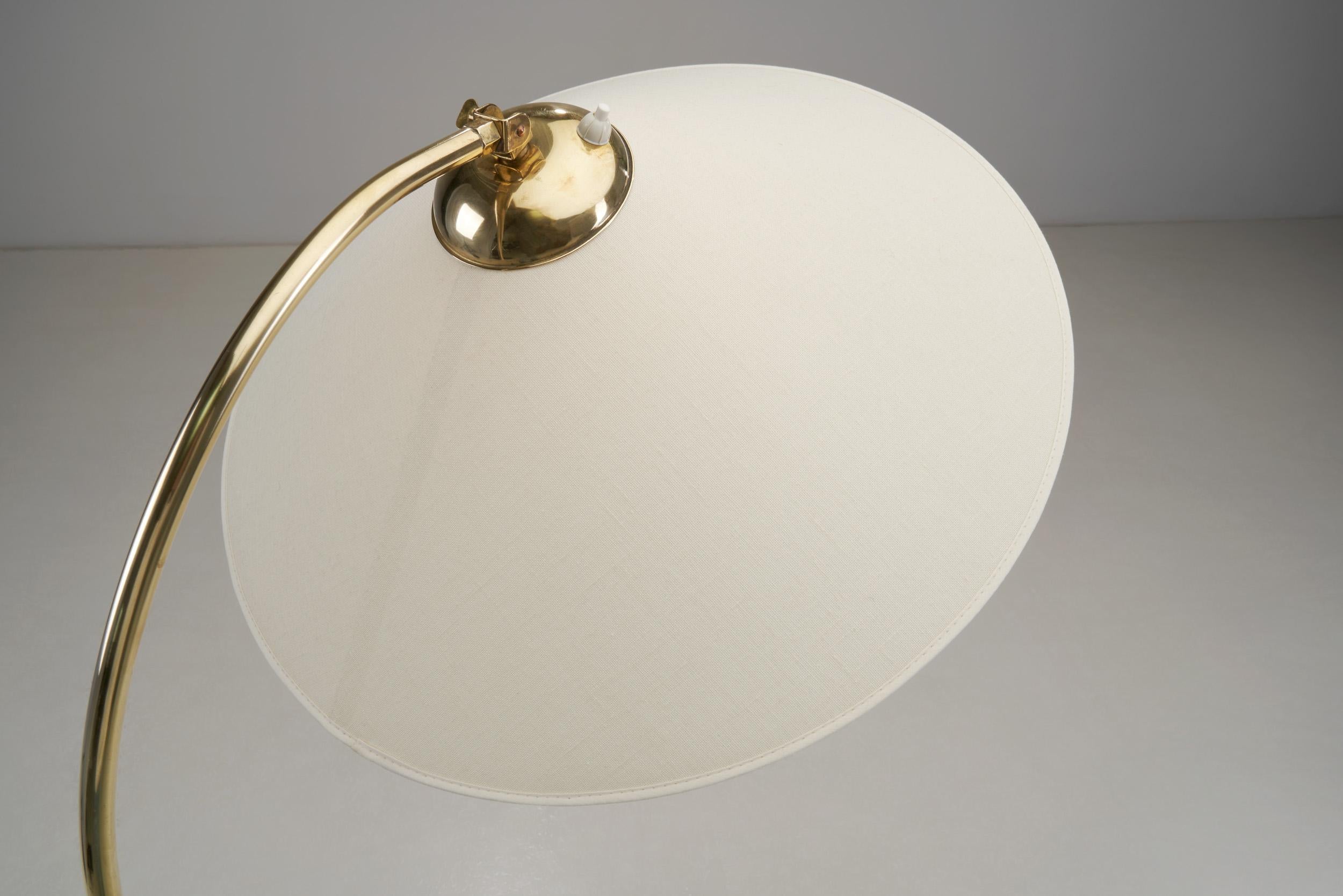 Mid-Century Modern Brass Floor Lamp with Fabric Shade, Scandinavia, 1950s 2