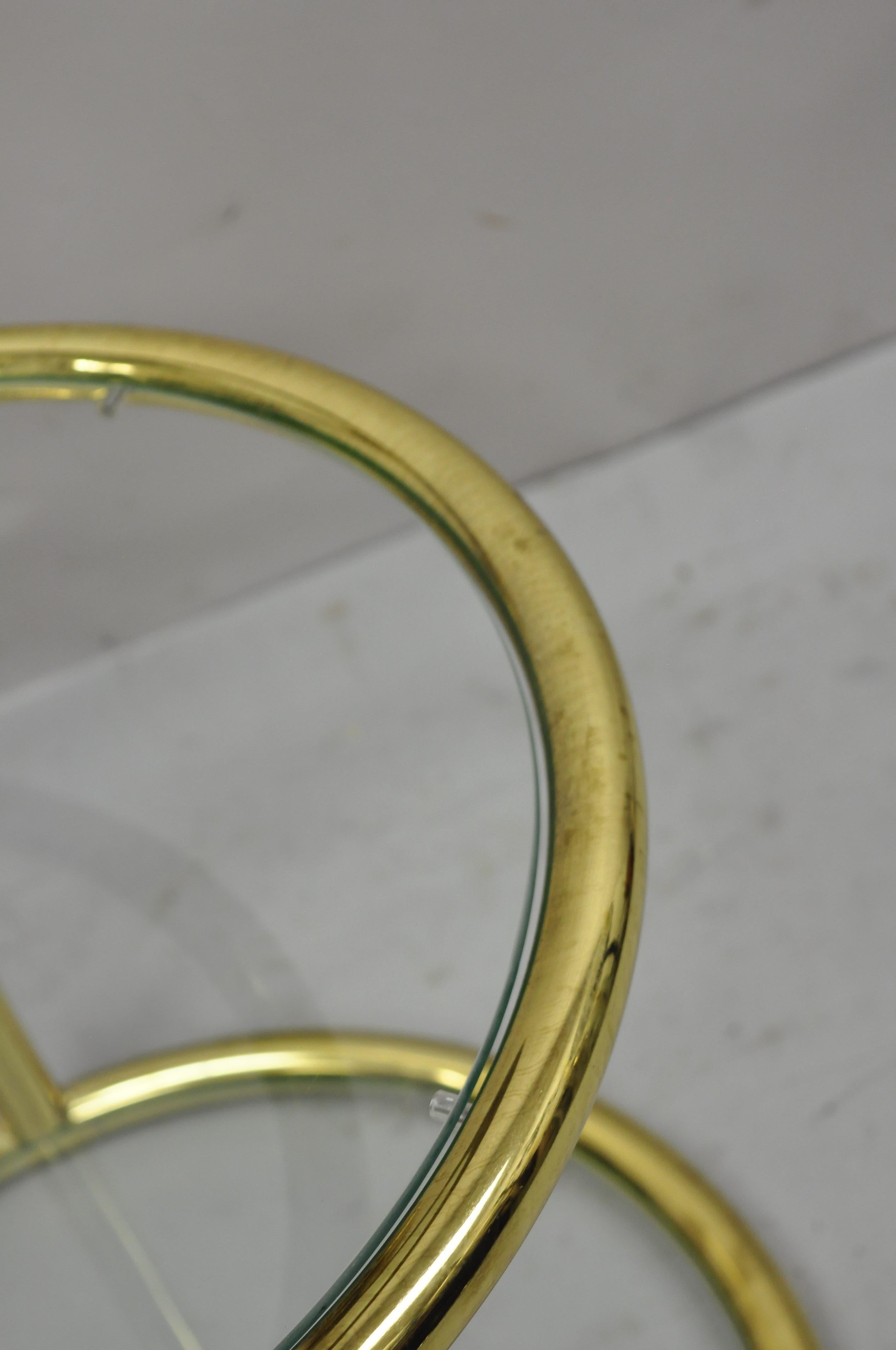 Mid-Century Modern Brass Frame 3 Tier Swivel Milo Baughman Round Side Table 2