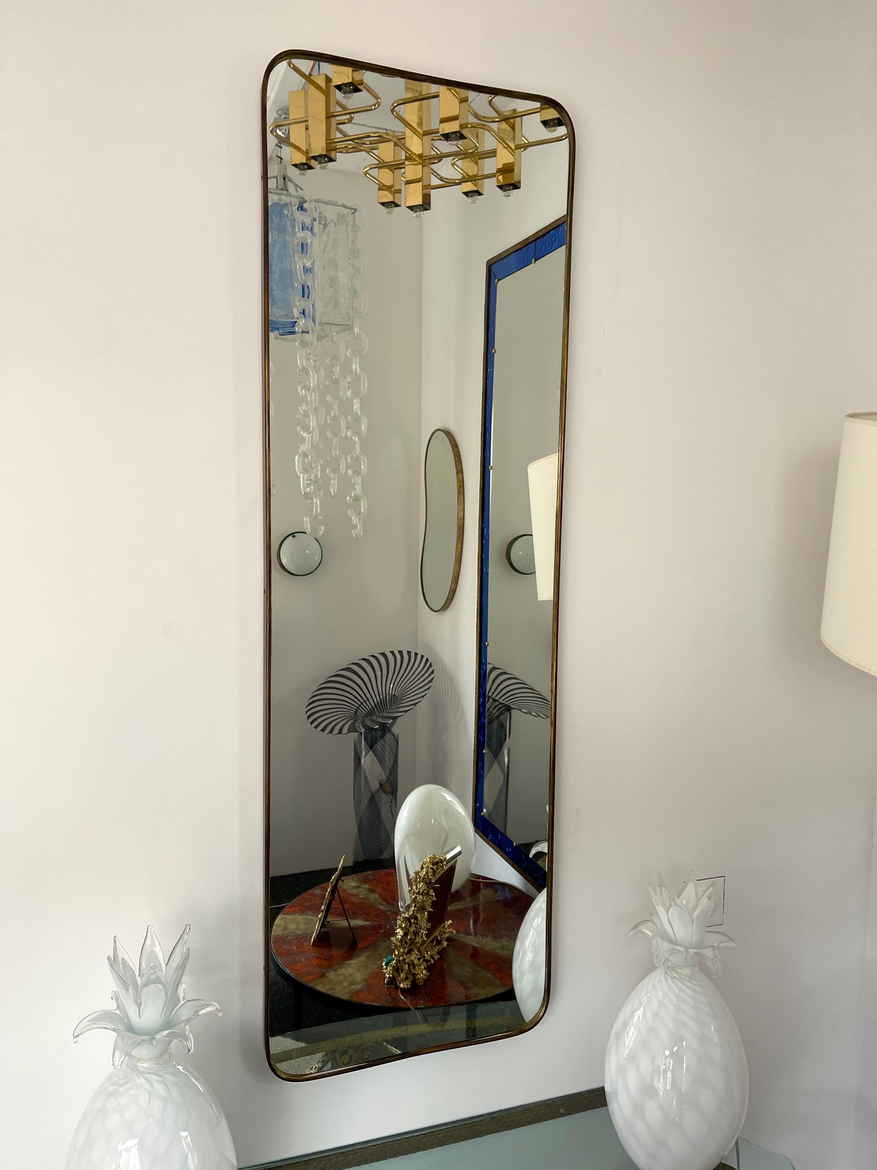 Mid-Century Modern Brass Frame Mirror, Italy, 1950s For Sale 2