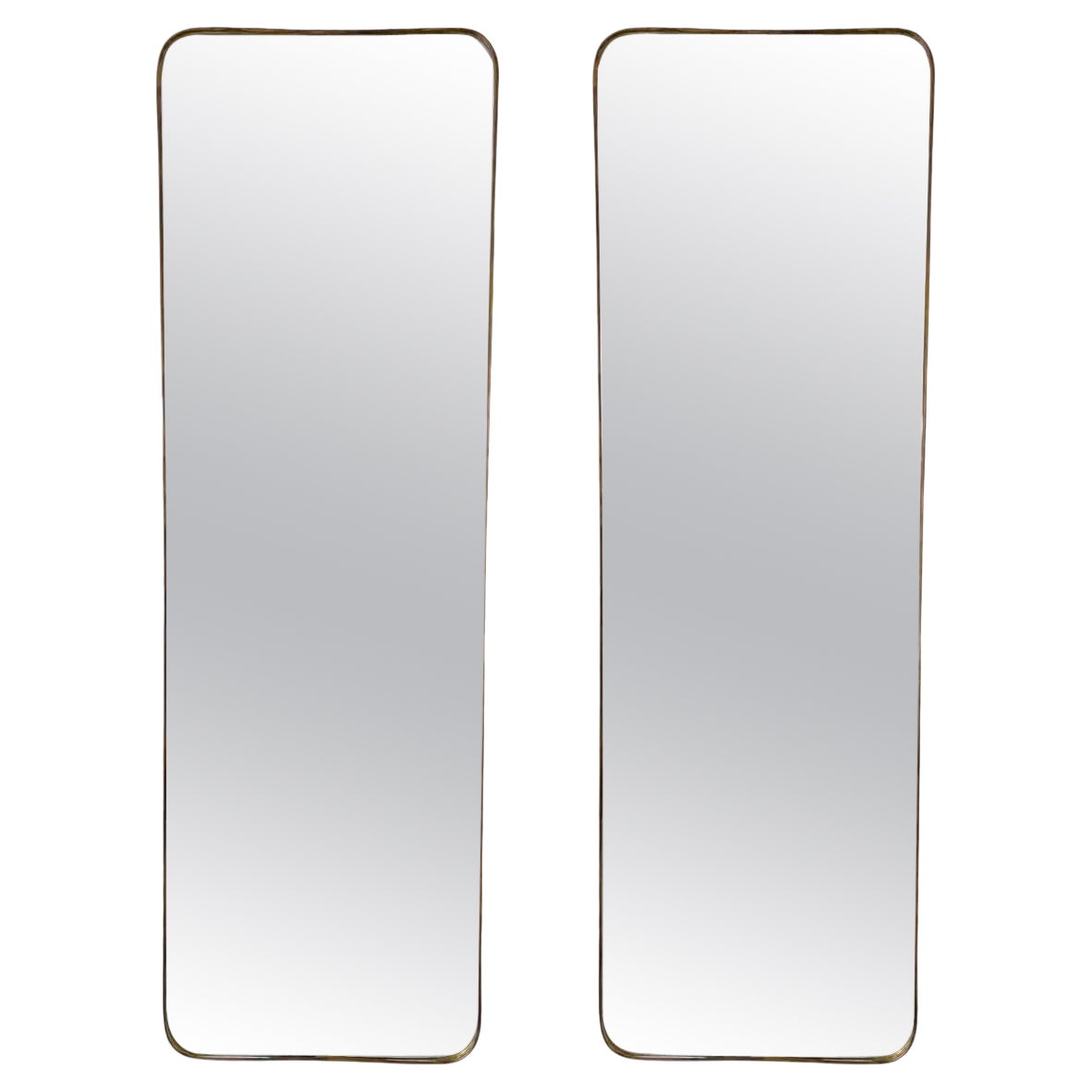 Mid-Century Modern Brass Frame Mirror, Italy, 1950s
