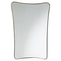 Specchio con cornice in ottone del Mid Century Modern, Italia, 1950