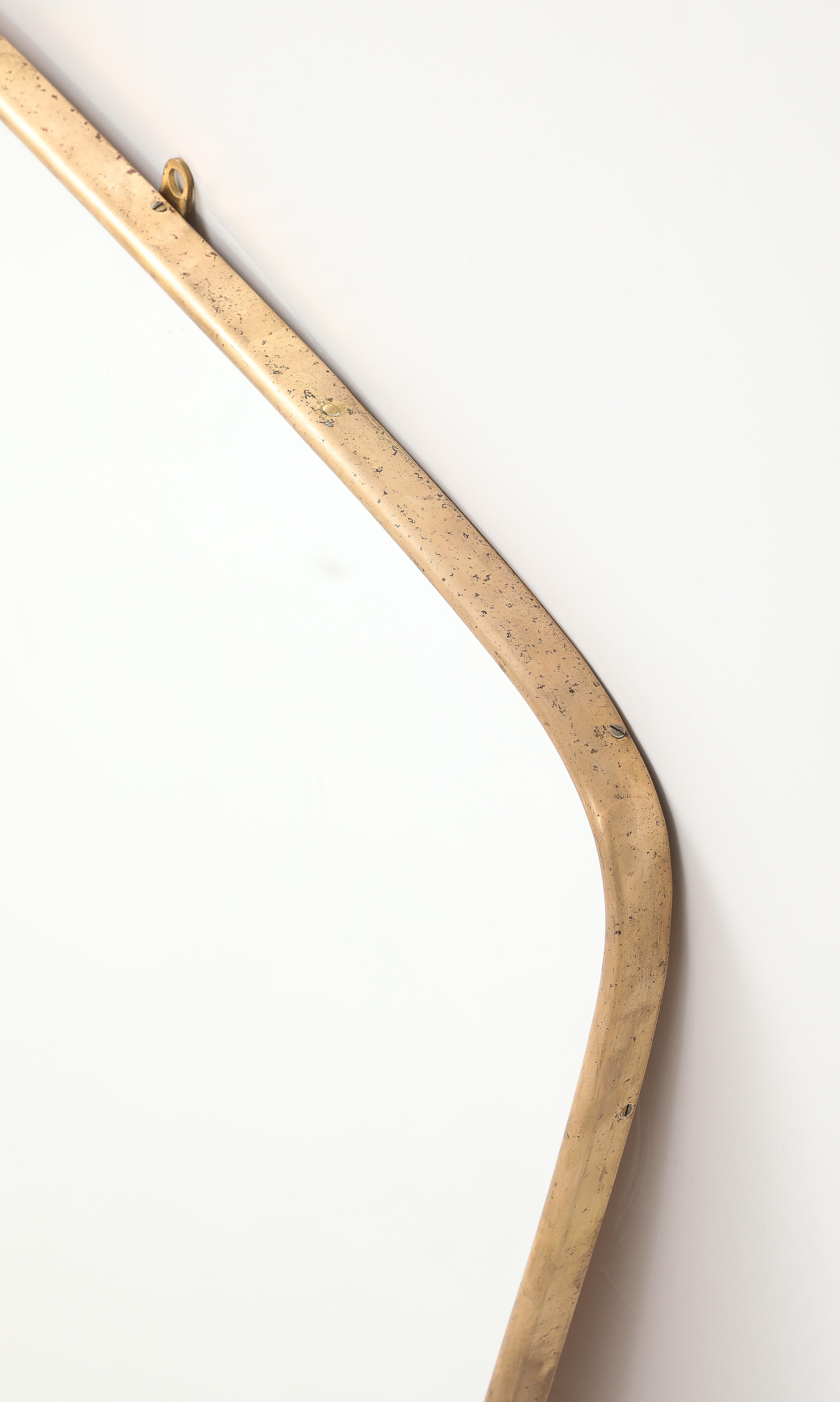 Specchio con cornice in ottone del Mid Century Modern, Italia, anni '50 in vendita 6