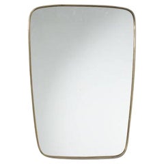 Specchio con cornice in ottone del Mid Century Modern, Italia, anni '50