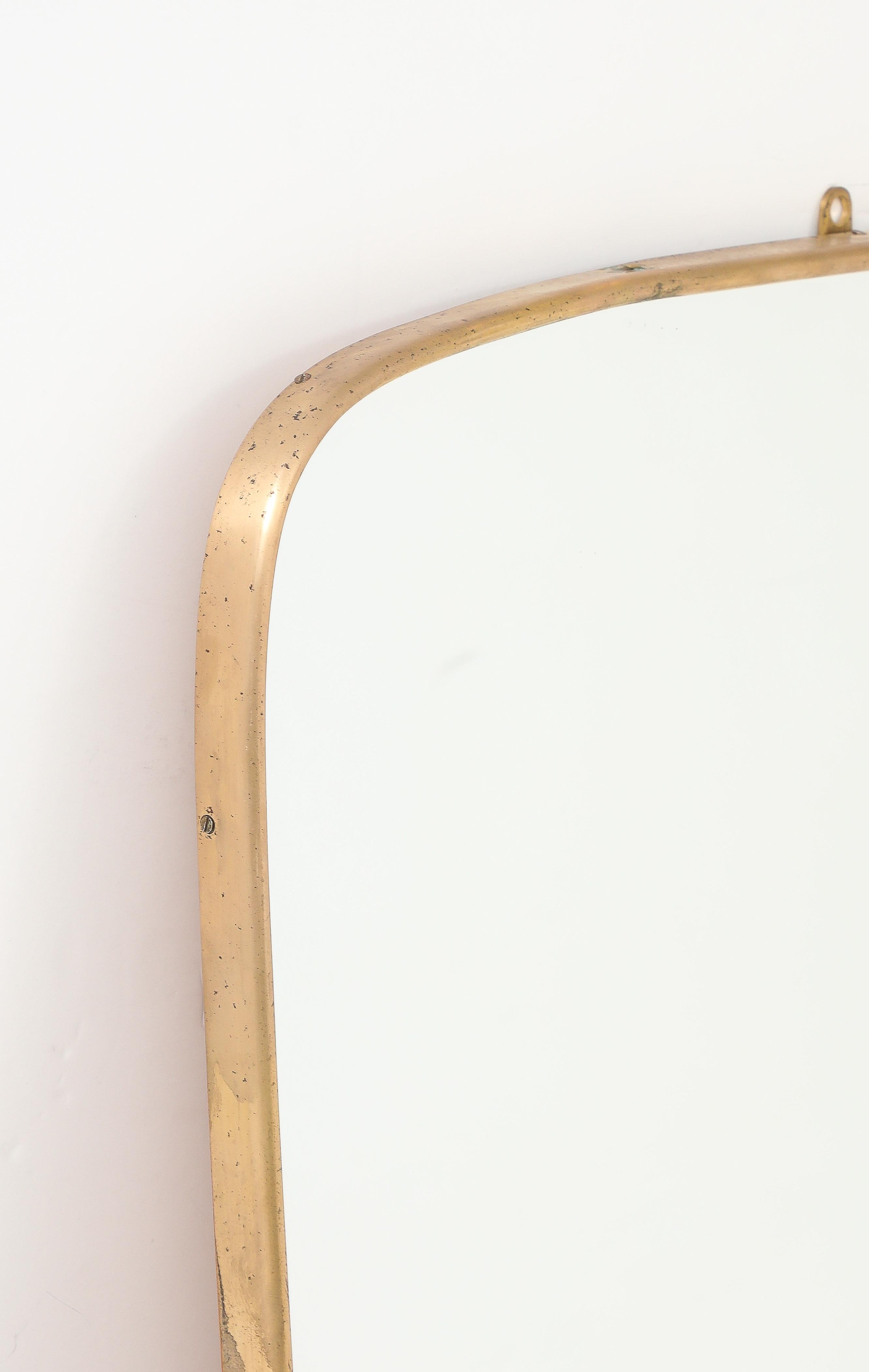 Specchio con cornice in ottone del Mid Century Modern, Italia, anni '50 In condizioni buone in vendita a Brooklyn, NY
