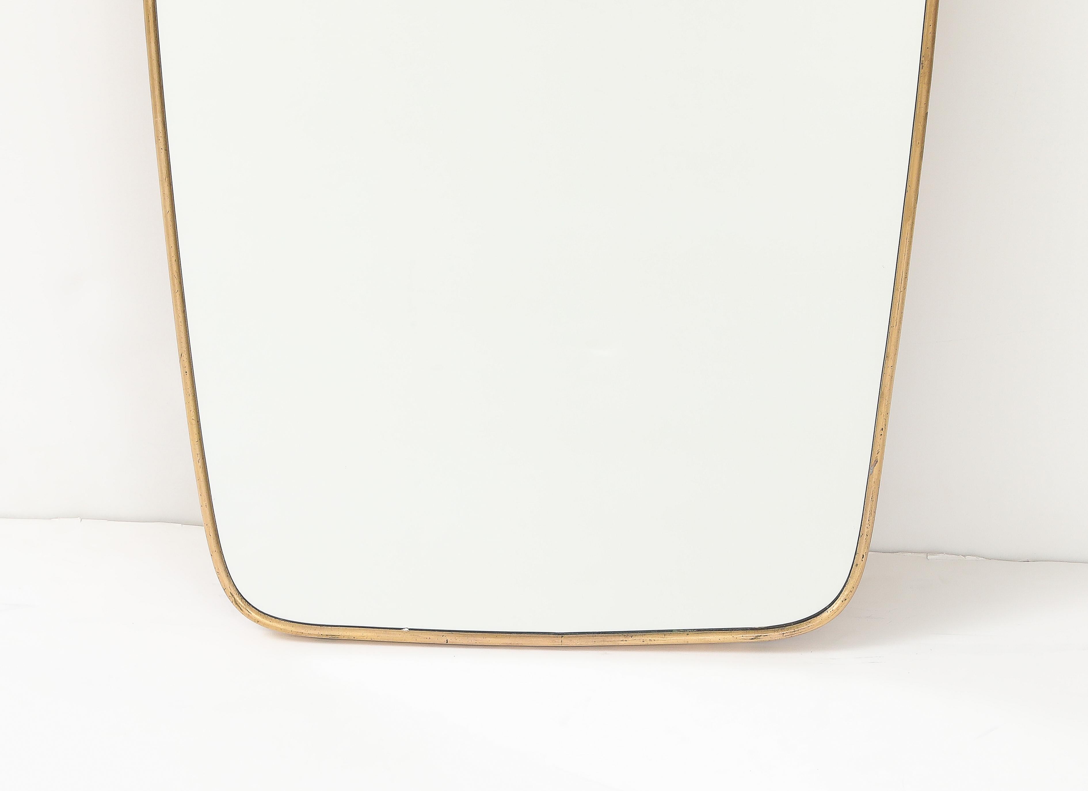 Specchio con cornice in ottone del Mid Century Modern, Italia, anni '50 in vendita 2