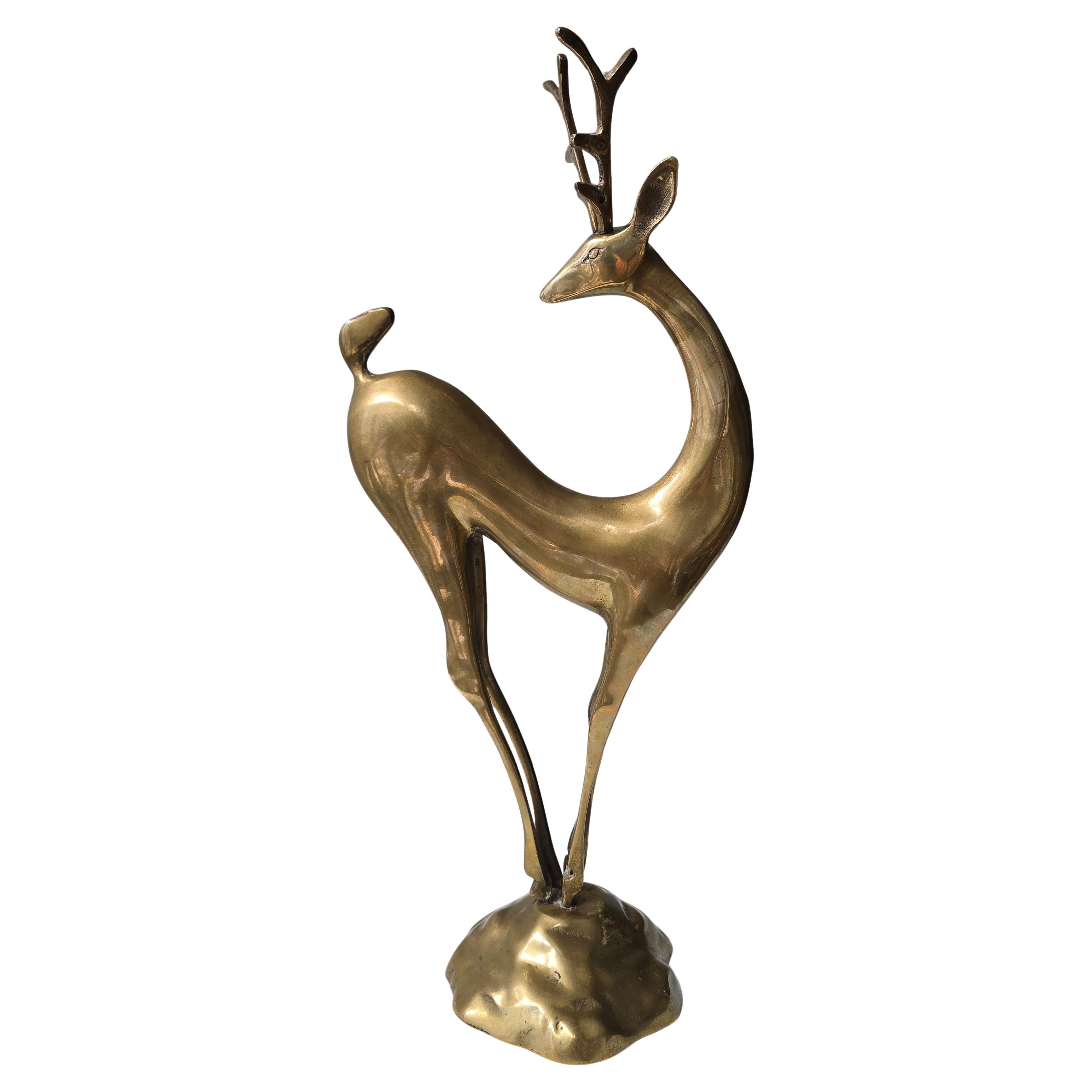 Sculpture de gazelle en laiton, milieu du siècle dernier, vers 1950