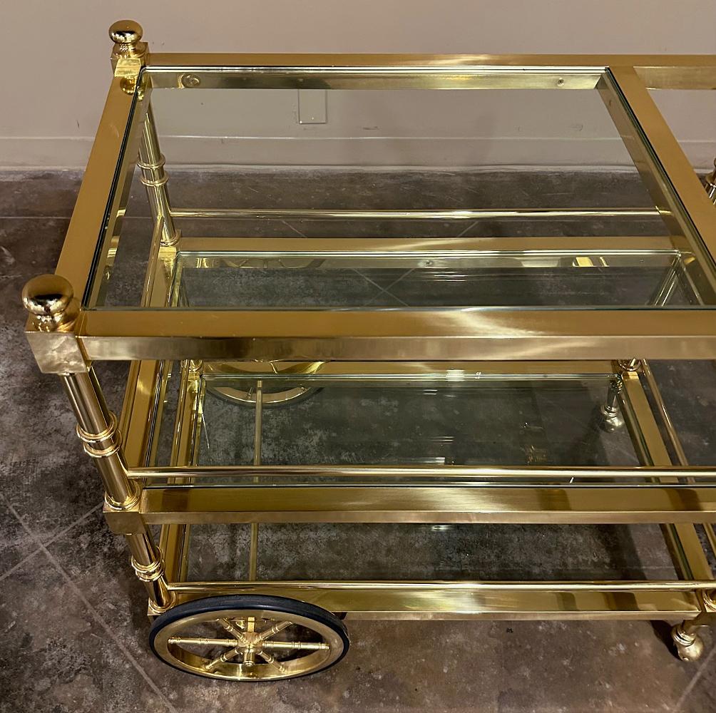 Mid-Century Modern Brass & Glass Bar Cart For Sale 5