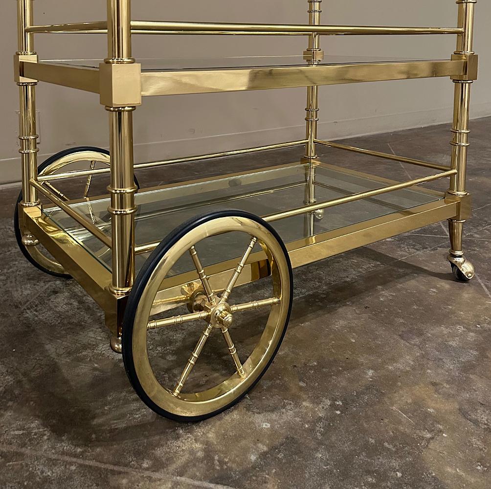 Mid-Century Modern Brass & Glass Bar Cart For Sale 7