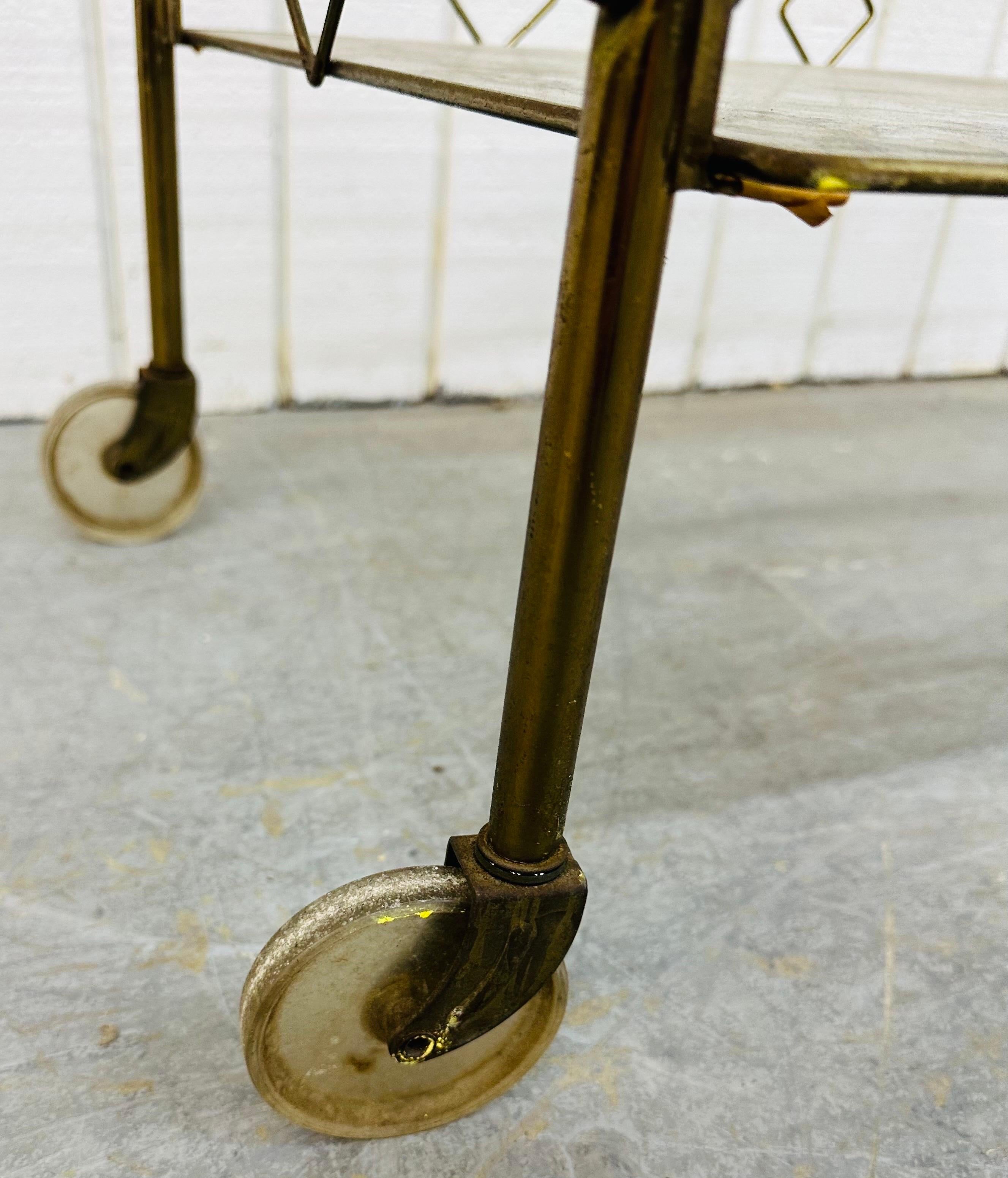 Mid-Century Modern Brass & Glass Bar Cart For Sale 1