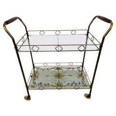 Mid-Century Modern Brass 
Glass Bar Cart