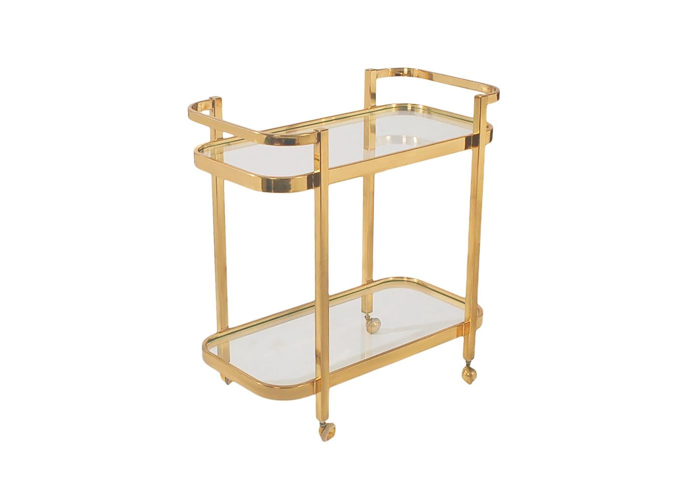 Mid Century Modern Brass & Glass Bar Cart or Tea Cart  1
