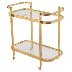 Mid Century Modern Brass & Glass Bar Cart or Tea Cart 