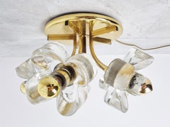 Moderne Deckenleuchte aus Messing und Glas aus der Mitte des Jahrhunderts von Simon Und Schelle für Sische