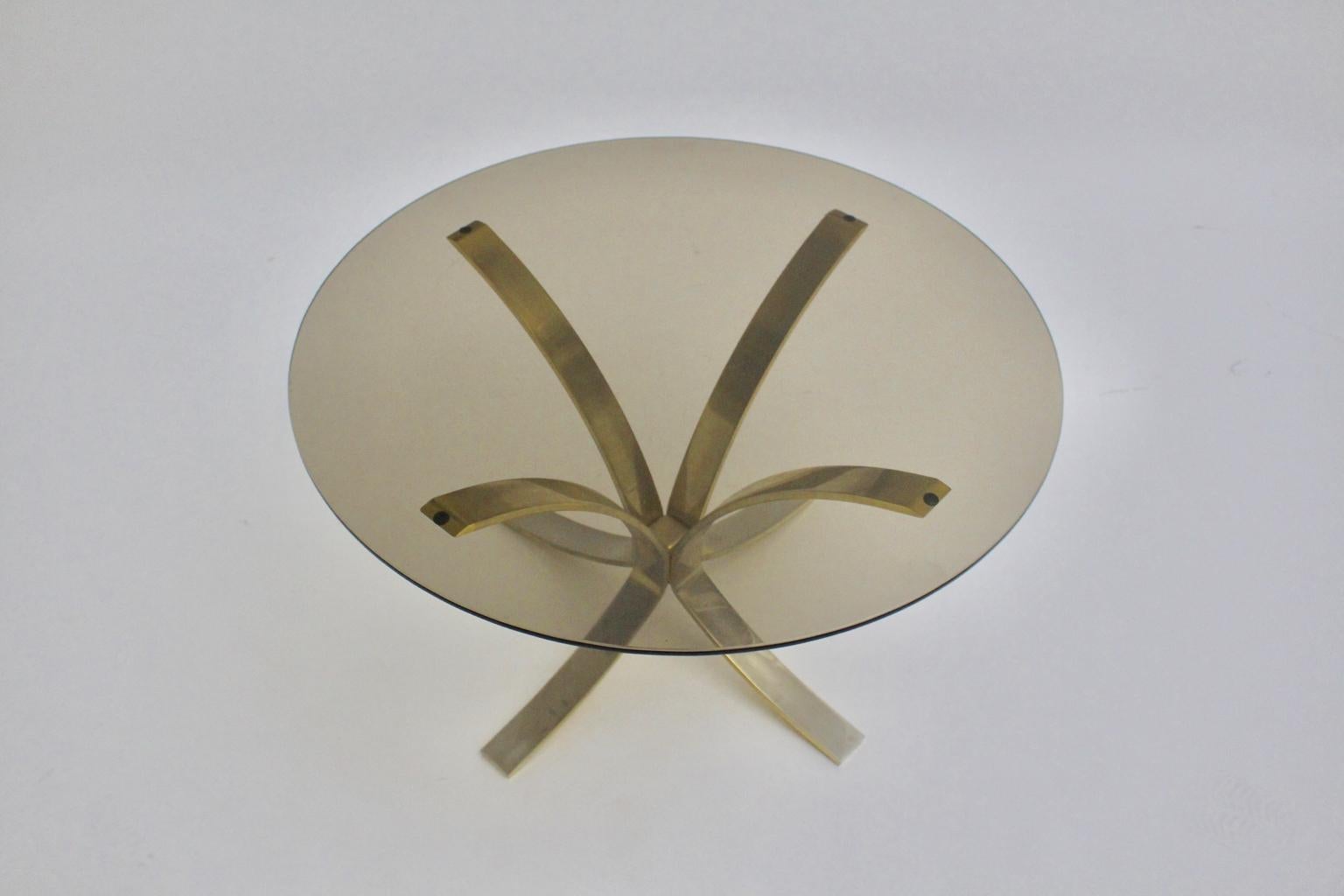 Metal Mid-Century Modern Brass Glass Coffee Table by Roger Sprunger, 1960s For Sale