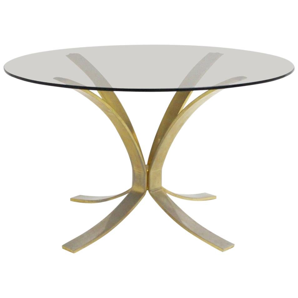 Mesa de centro moderna de mediados de siglo de latón y cristal de Roger Sprunger, años 60