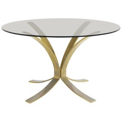 Mesa de centro moderna de mediados de siglo de latón y cristal de Roger Sprunger, años 60