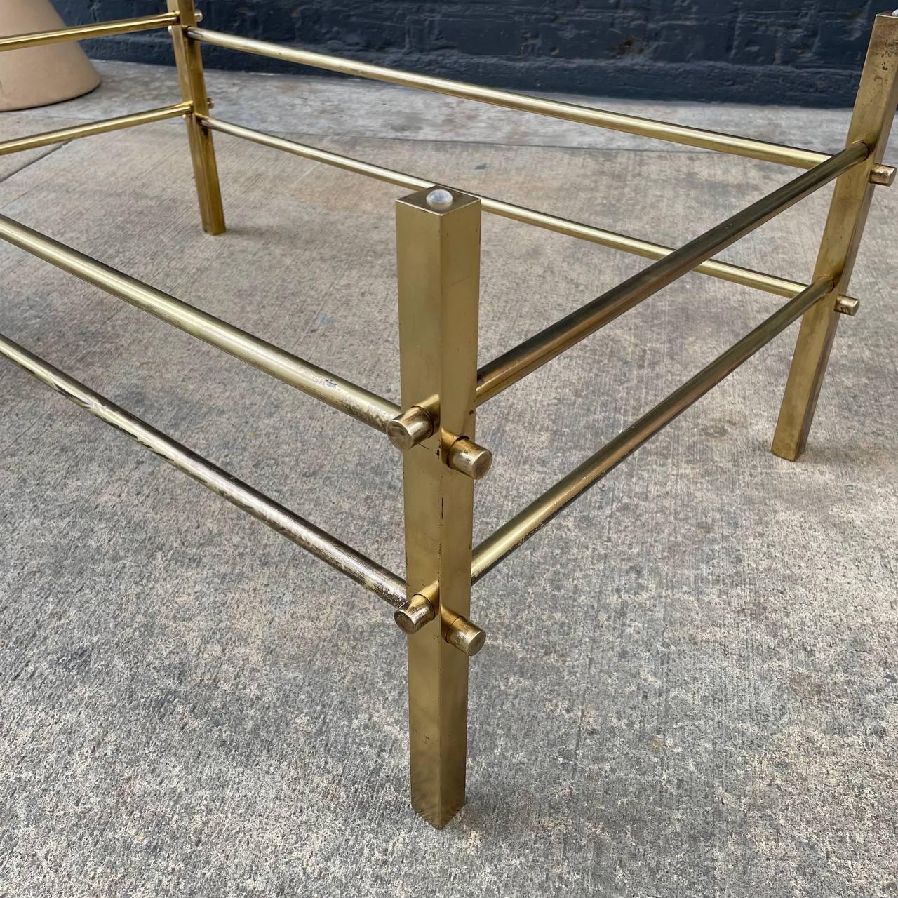 Mid-Century Modern Brass & Glass Coffee Table For Sale 6
