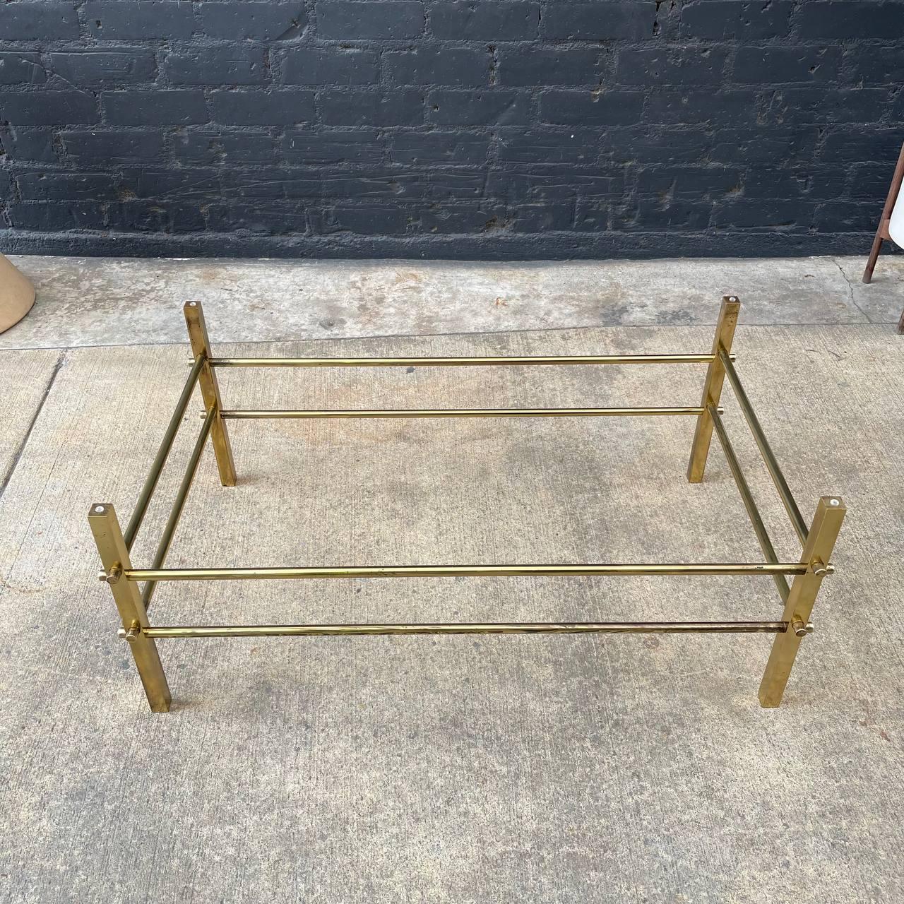 Mid-Century Modern Brass & Glass Coffee Table For Sale 7