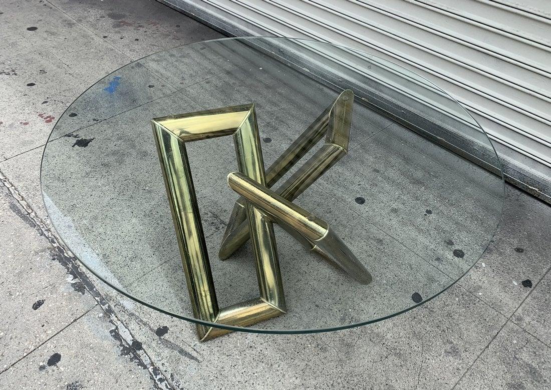 Mid-Century Modern Brass and Glass Coffee Table 1