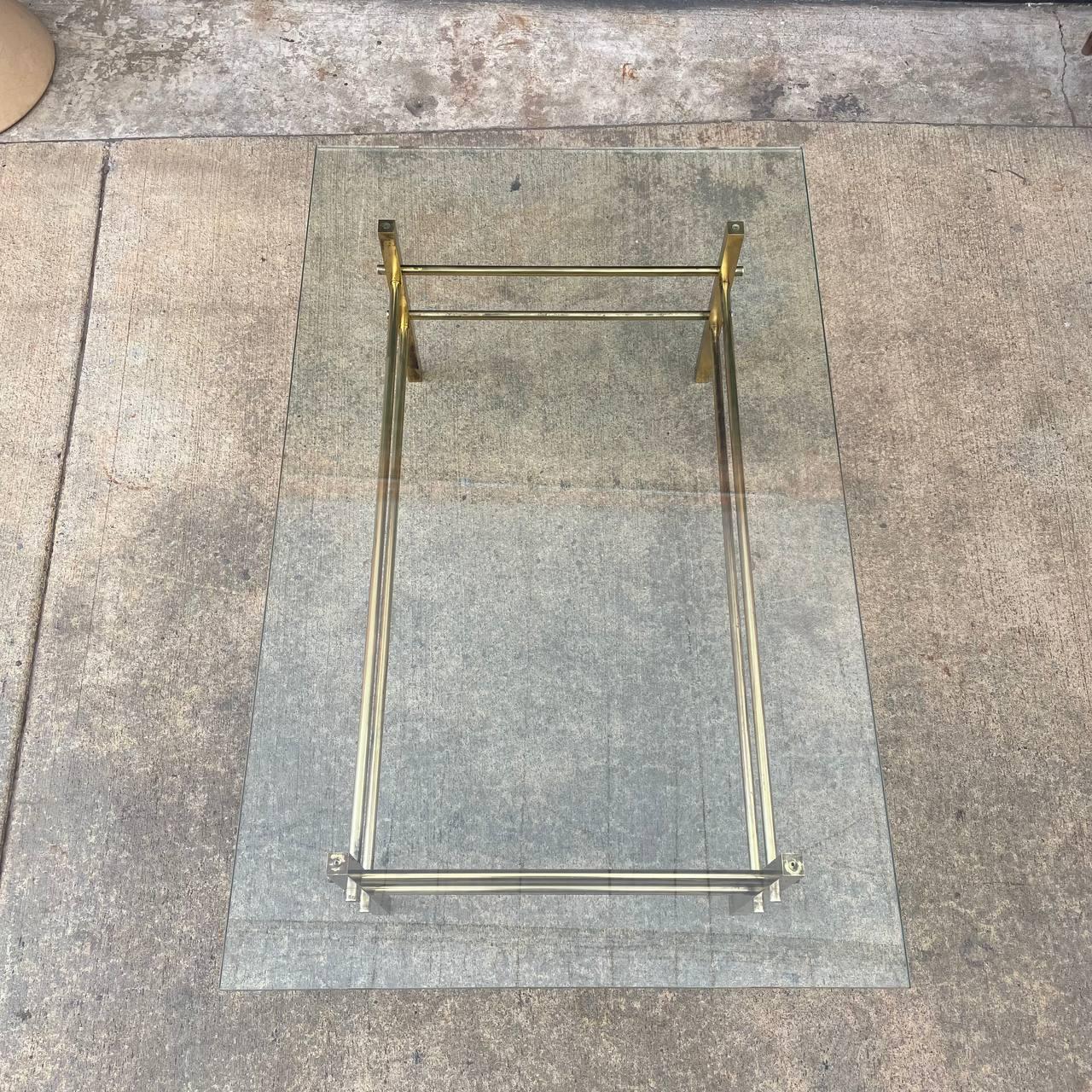 Mid-Century Modern Brass & Glass Coffee Table For Sale 2