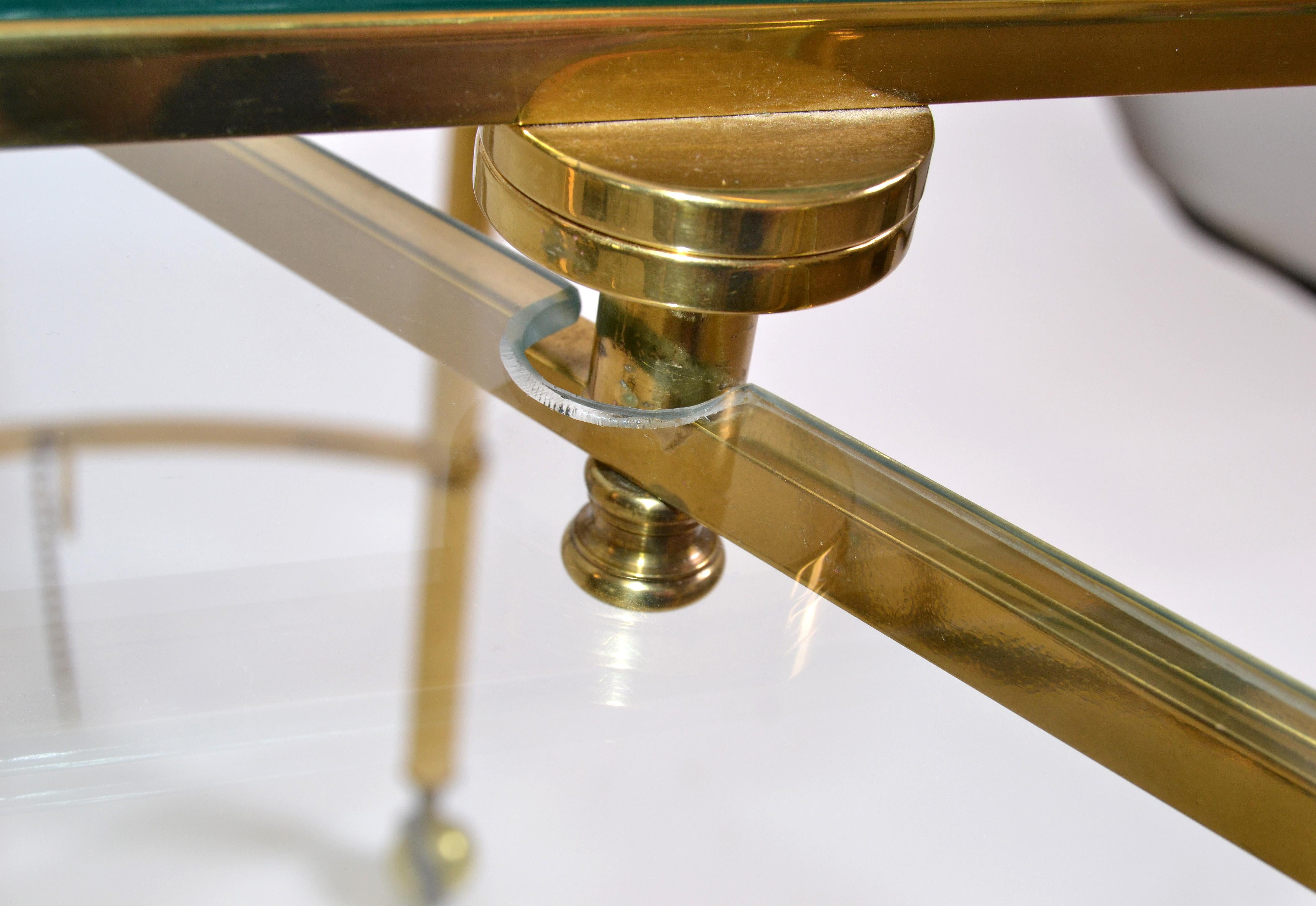 Mid-Century Modern Brass and Glass Extendable Two Table Bar Cart Trolley, Italy 5