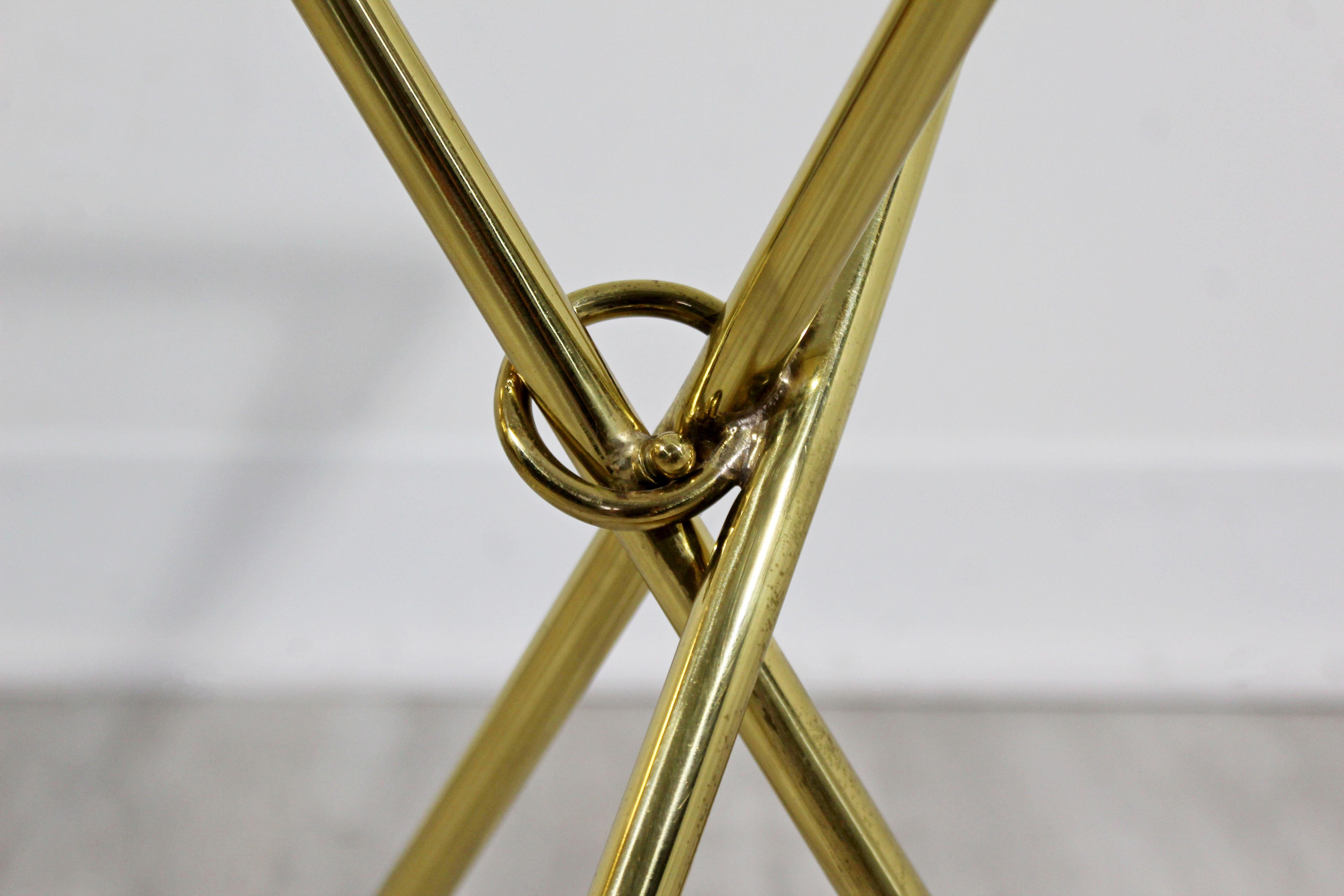 Mid-Century Modern Brass & Glass Folding Side End Table Italian Lacca Era, 1950s 6