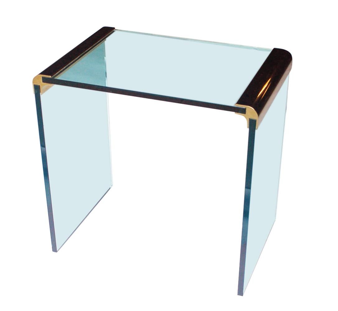 brass and glass end tables