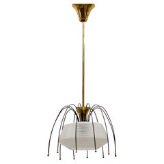 Mid Century Modern Pendelleuchte aus Messing und Glas, 1960er Jahre Italien