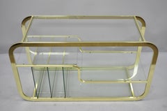 Mid-Century Modern Brass & Glass Server Table Record Console after Milo Baughman