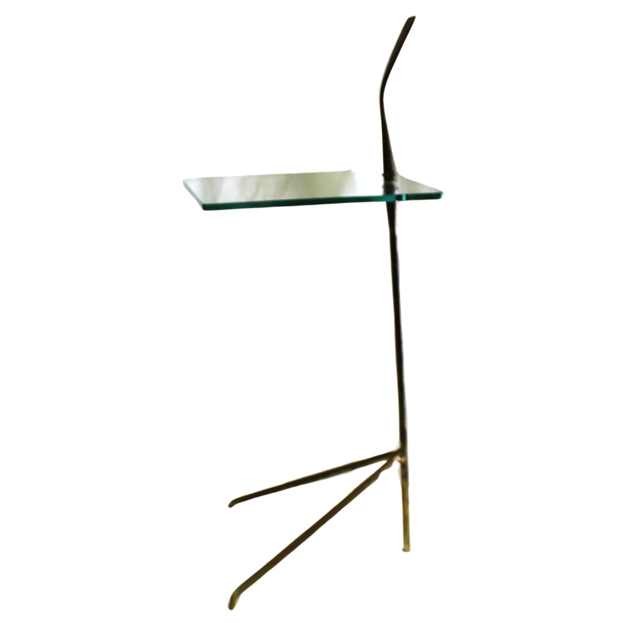 Mid-Century Modern  Brass , Glass  side Table For Sale