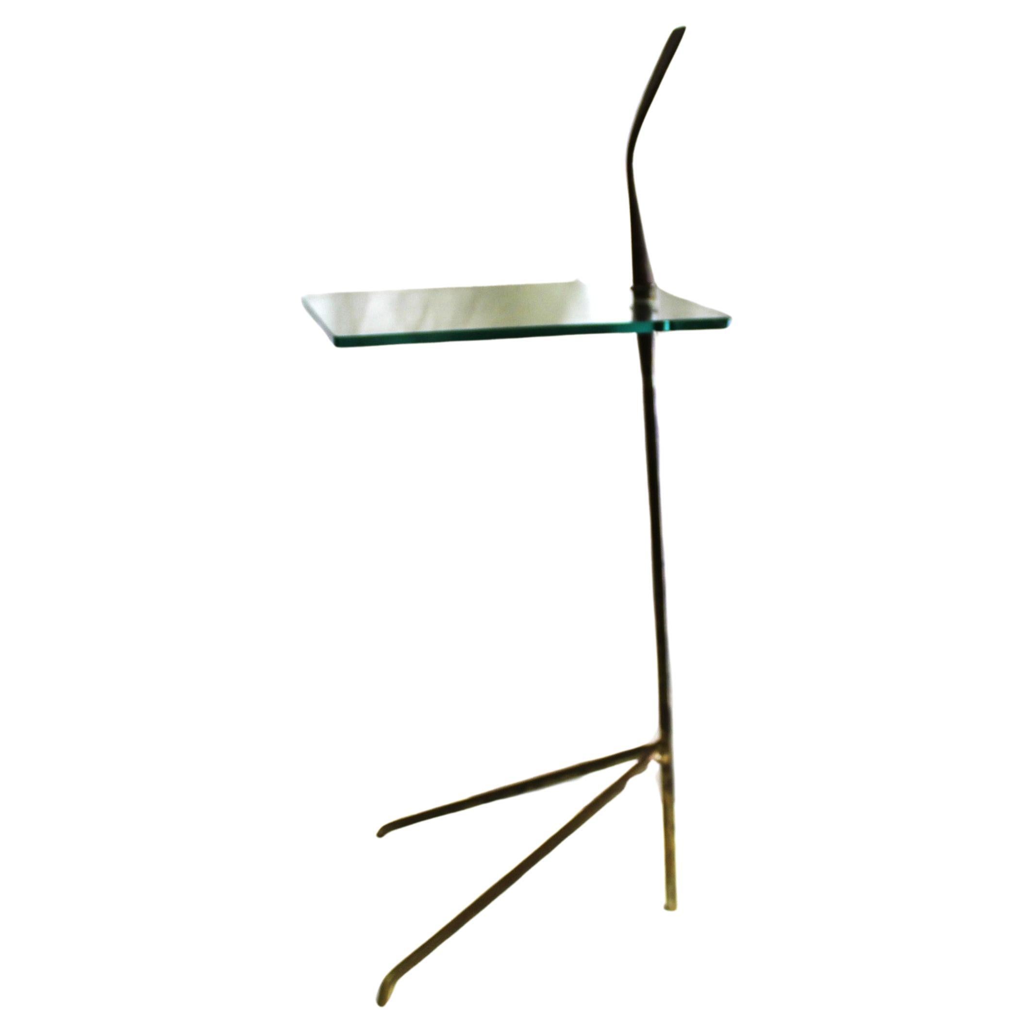 MidCentury Modern Floating Glass, Brass and Bentwood Side Tables, Pair