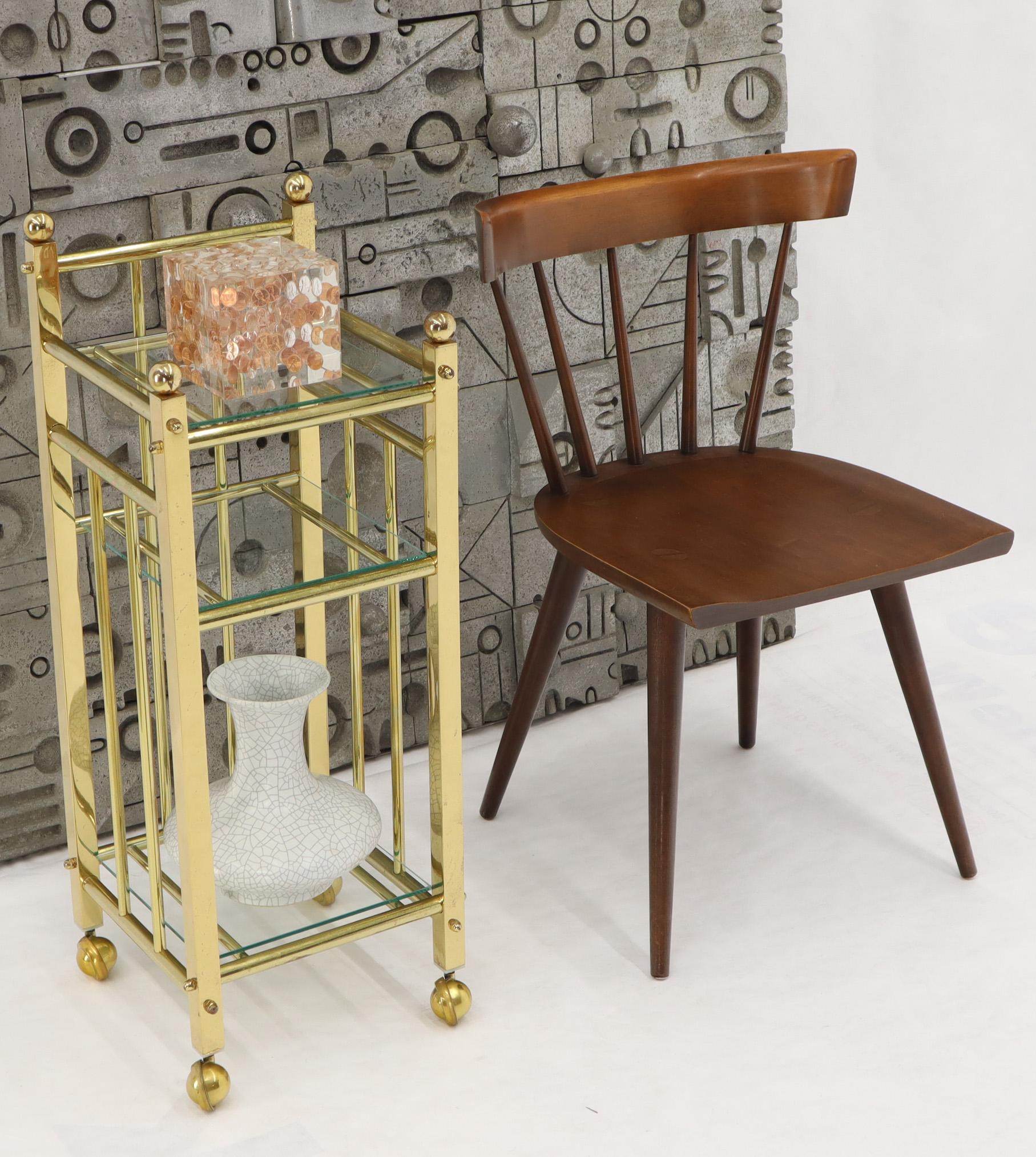 Mid-Century Modern Brass and Glass Square Stand Table Cart Pedestal on Wheels For Sale 3