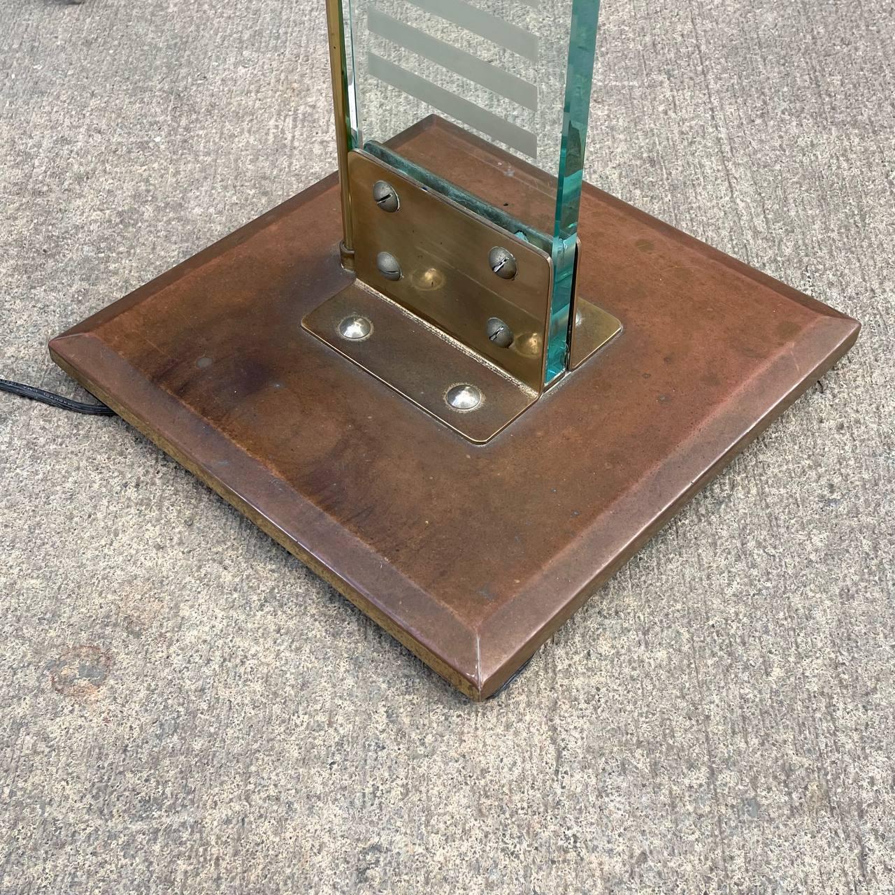 Mid-Century Modern Brass & Glass Torchier Floor Lamp For Sale 5