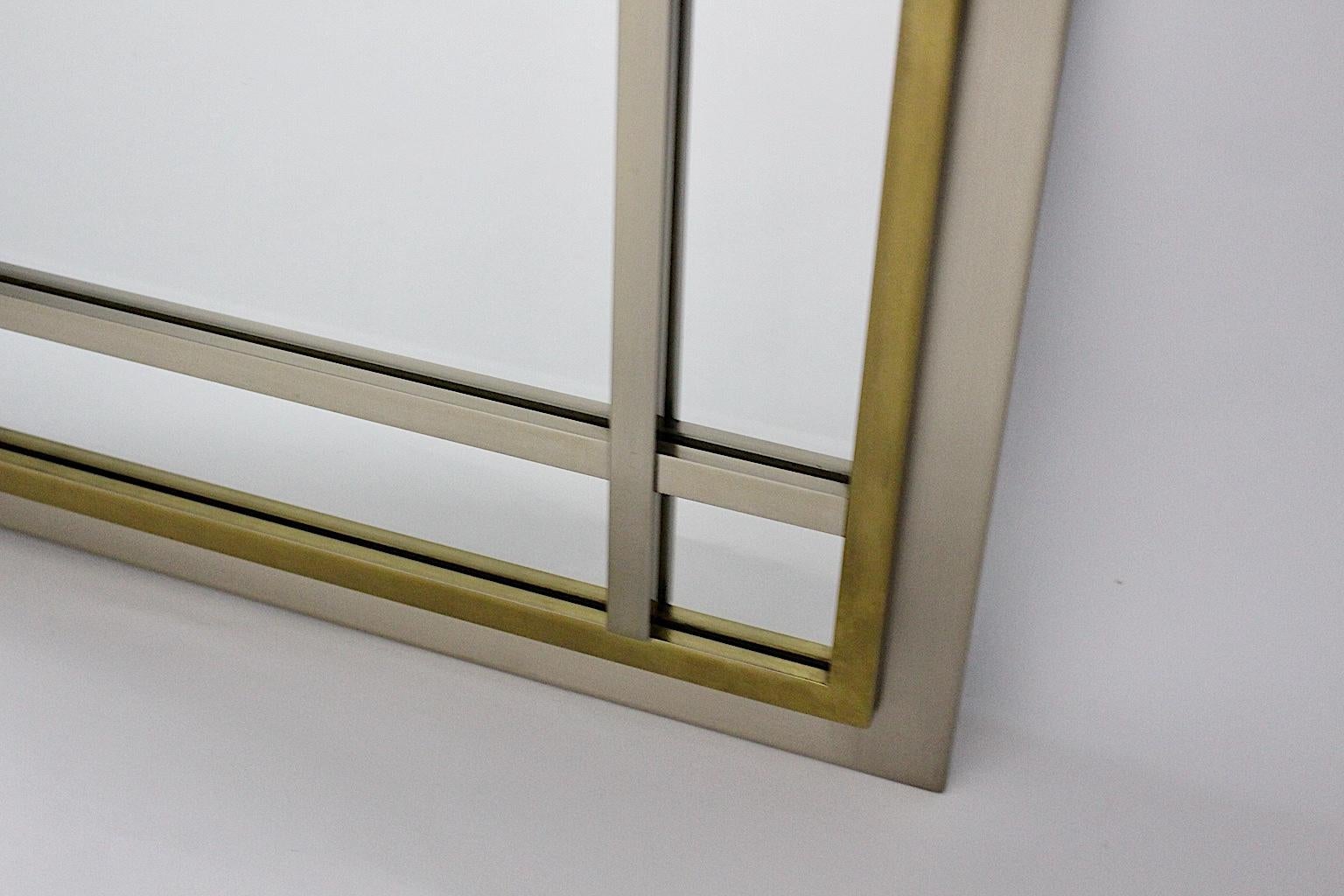 Mid-Century Modern Brass Glass Wall Mirror Attributed to Romeo Rega, Italy For Sale 4