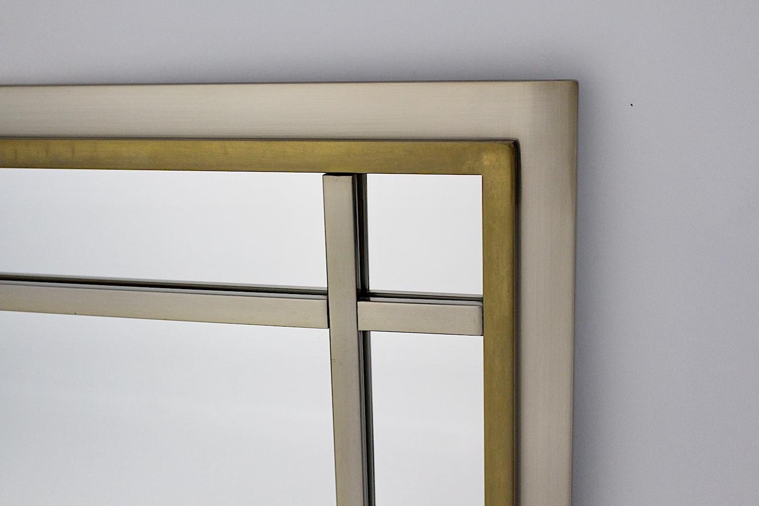 Mid-Century Modern Brass Glass Wall Mirror Attributed to Romeo Rega, Italy For Sale 5