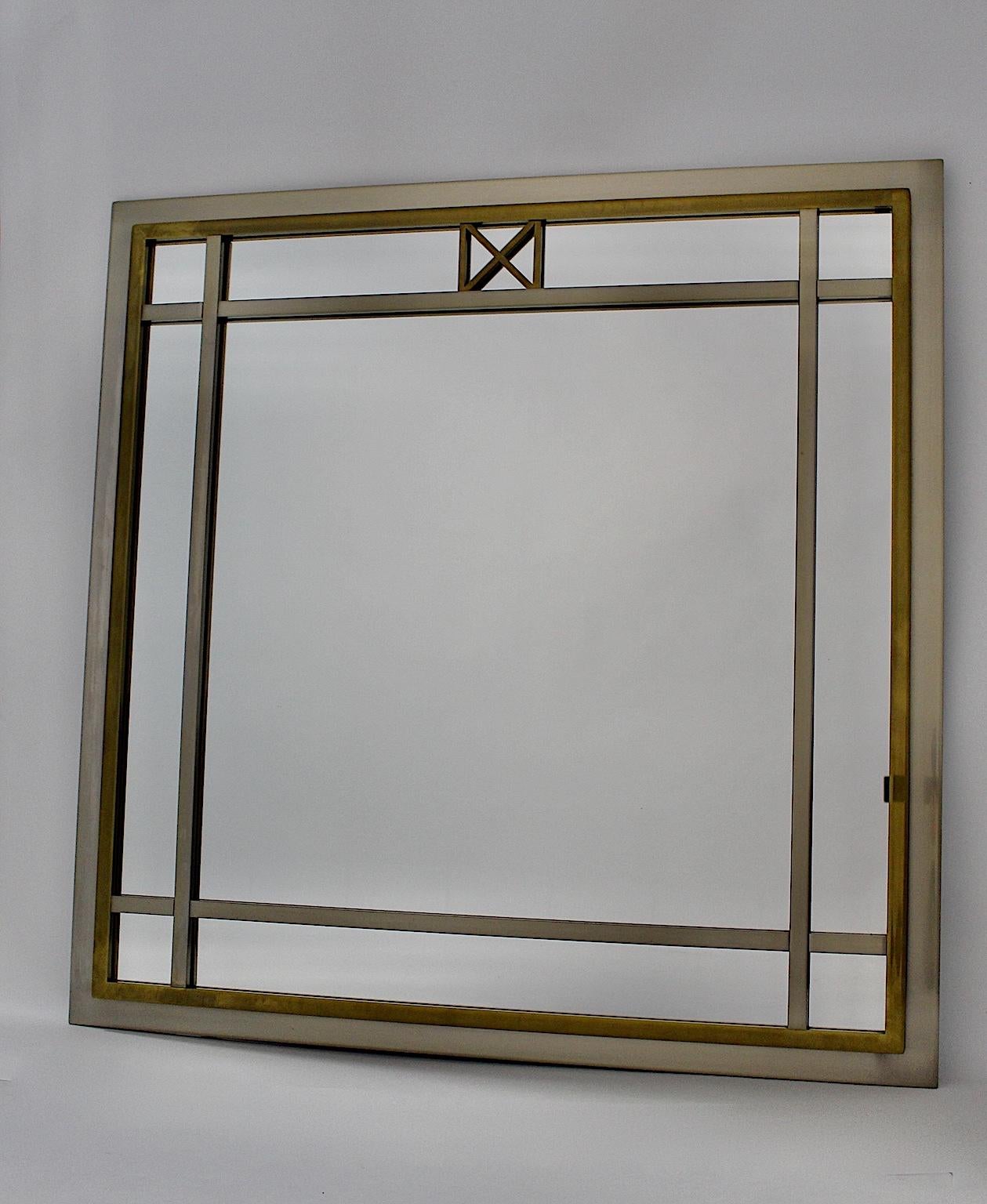 Mid-Century Modern Brass Glass Wall Mirror Attributed to Romeo Rega, Italy For Sale 2
